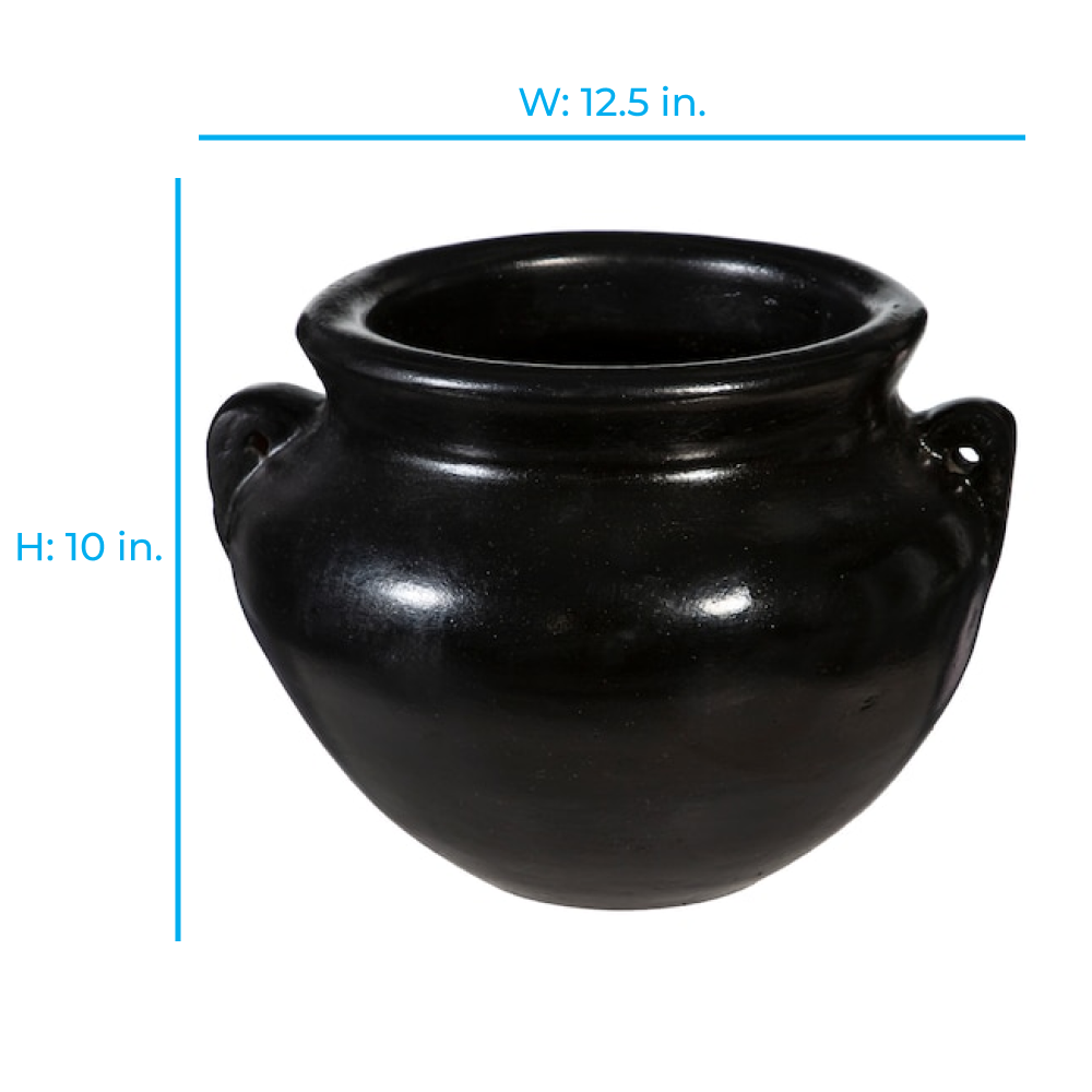 slide 2 of 6, Style Selections Urn 12.5-in W x 10-in H x 12.5-in D Black Clay Indoor/Outdoor Planter, 1 ct