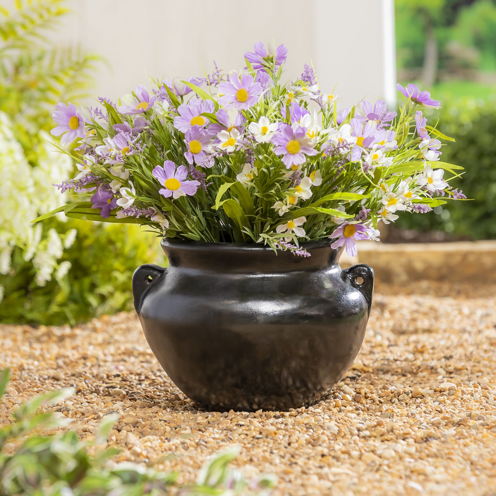 slide 5 of 6, Style Selections Urn 12.5-in W x 10-in H x 12.5-in D Black Clay Indoor/Outdoor Planter, 1 ct