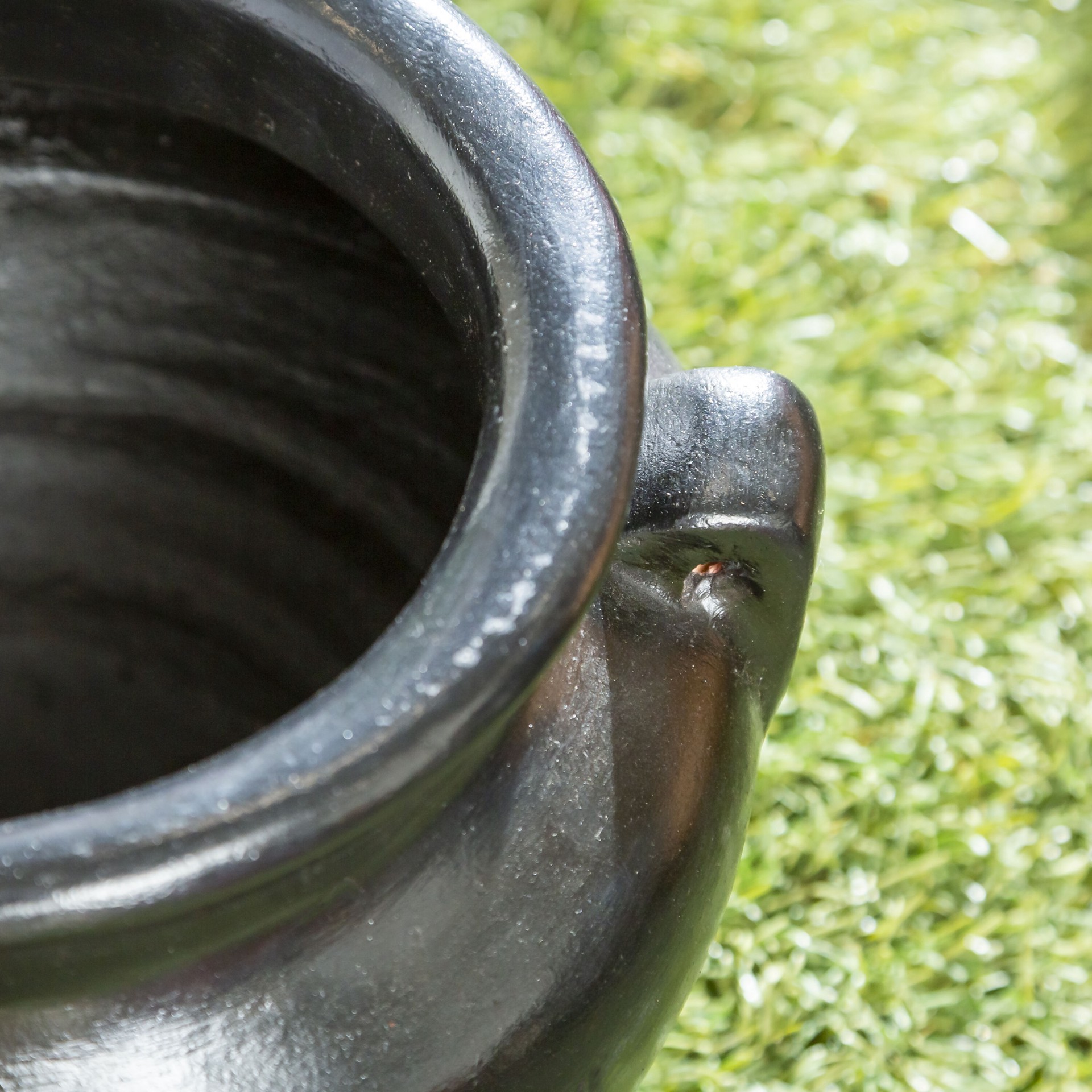 slide 6 of 6, Style Selections Urn 12.5-in W x 10-in H x 12.5-in D Black Clay Indoor/Outdoor Planter, 1 ct