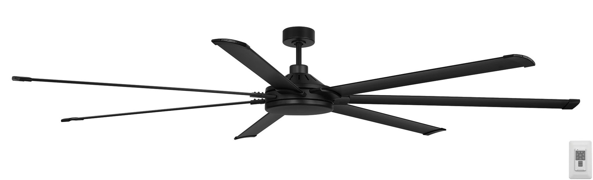 slide 2 of 6, Harbor Breeze Megalodon 80-in Matte Black with Matte Black Blades Covered Outdoor Ceiling Fan Without Light 7 -Blade, 1 ct