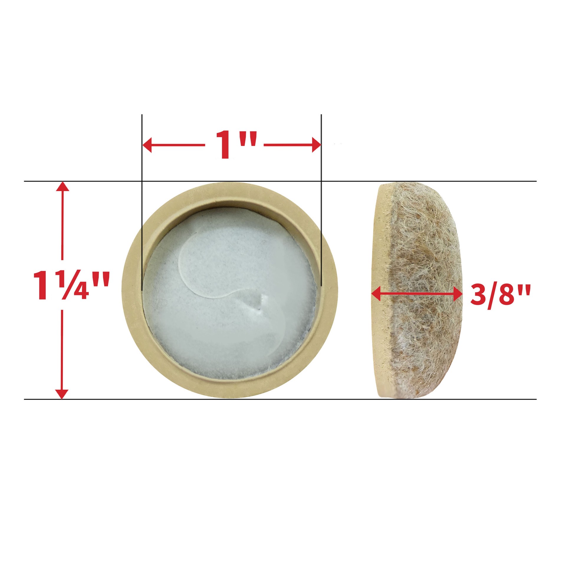 slide 3 of 6, RELIABILT 4 -Pack 1-in Beige Round Felt furniture pads, 1 ct