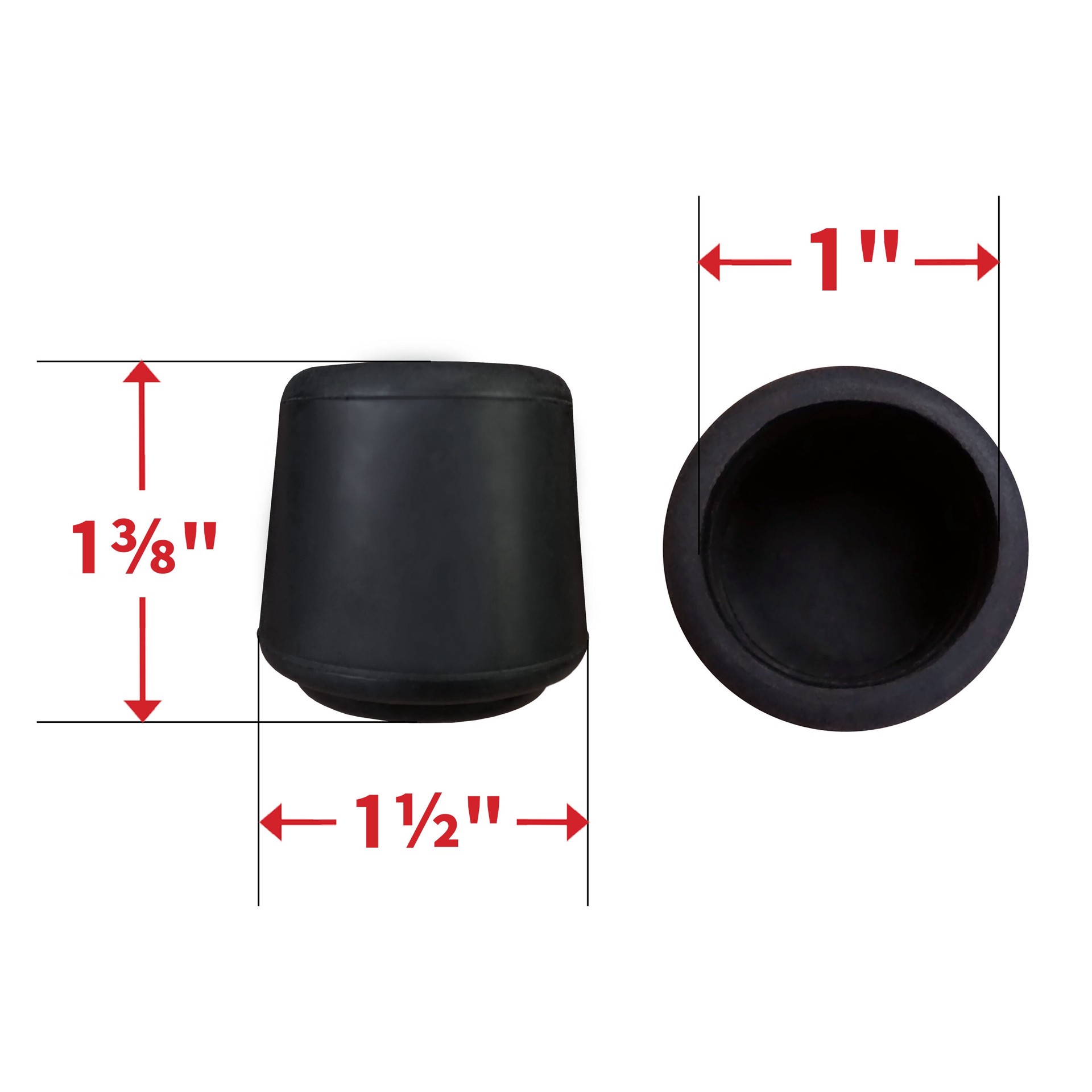 slide 3 of 6, RELIABILT 4 -Pack 1 in. Black Rubber Chair leg tips, 1 ct