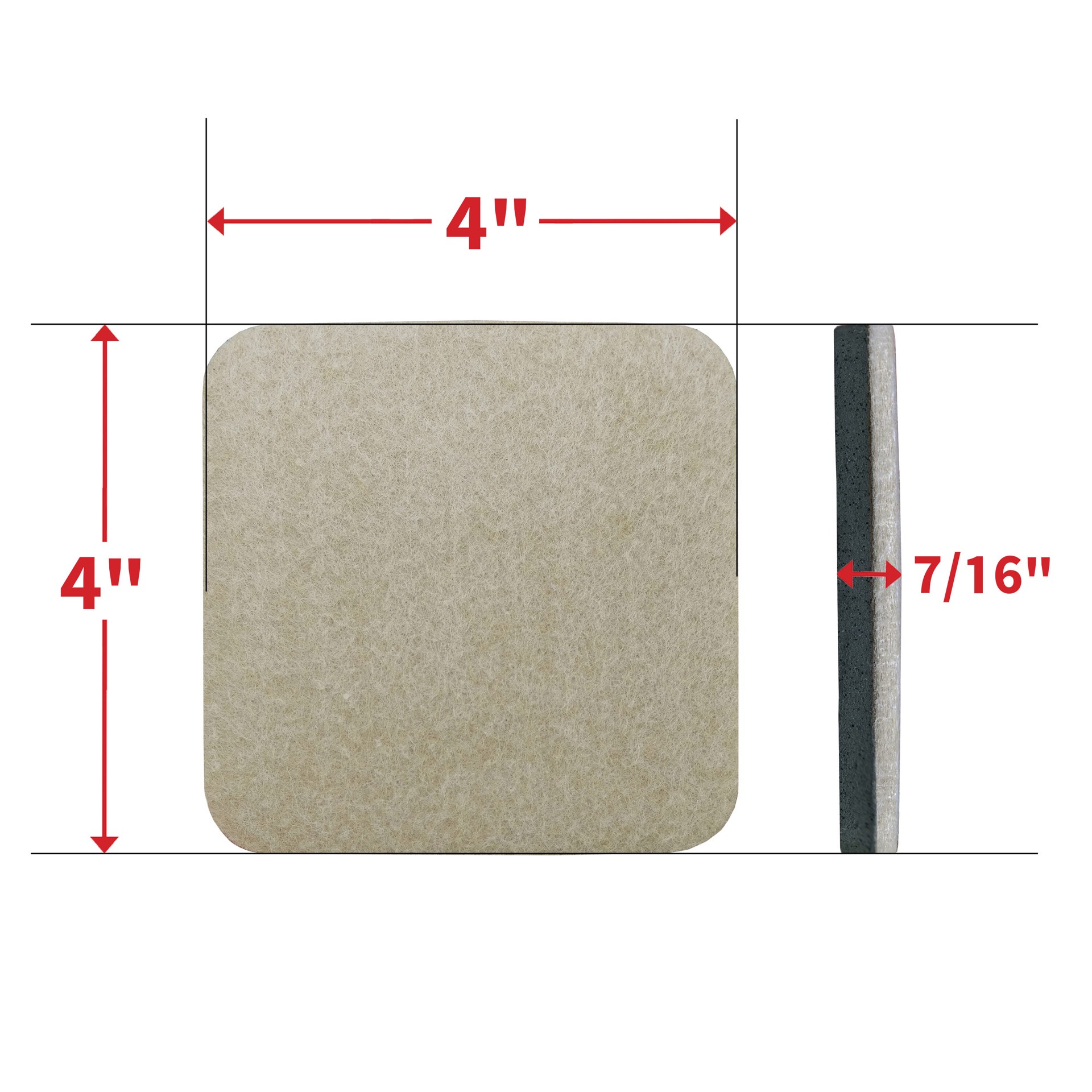 slide 3 of 6, RELIABILT 4 -Pack 4-in Square Felt Hard surface Furniture Slider, 1 ct