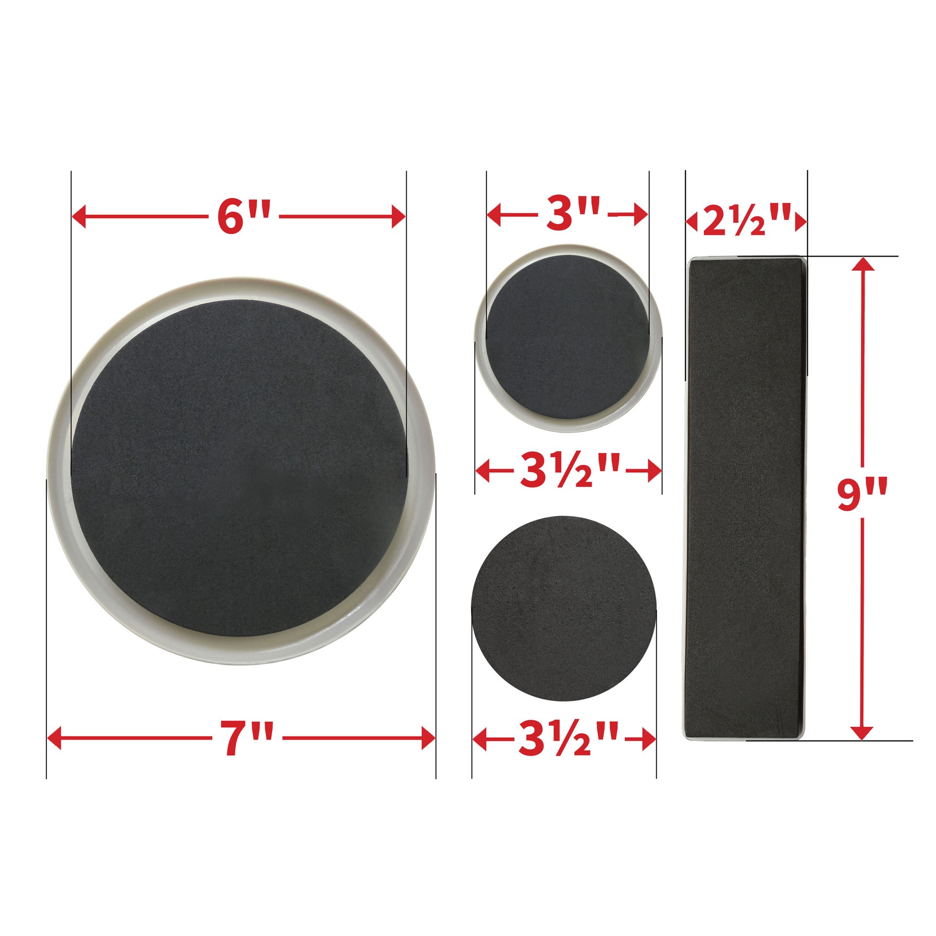 slide 3 of 6, RELIABILT 16 -Pack Assorted Round and rectangle Felt and plastic Carpet and hard surface Furniture Slider, 1 ct