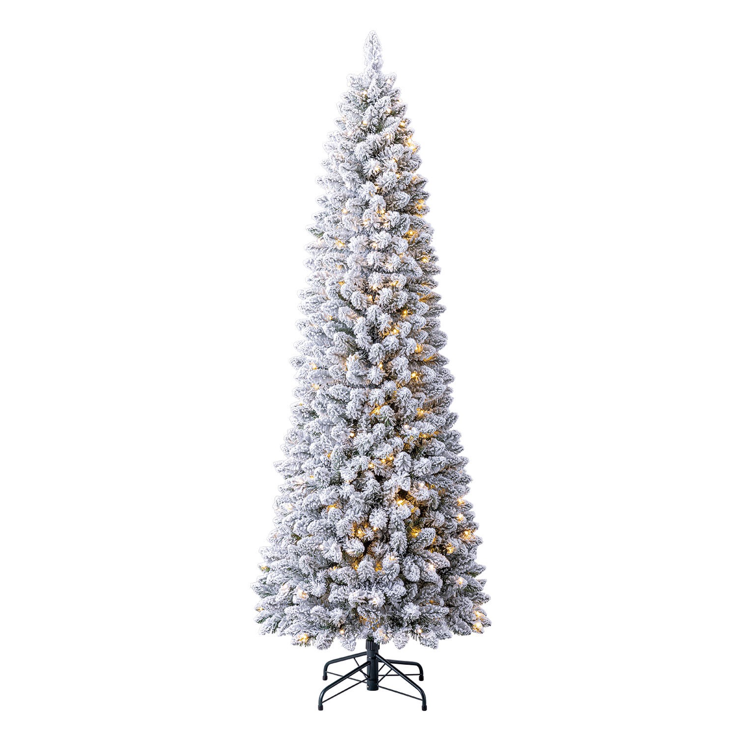 slide 3 of 6, Holiday Living 7-ft Flocked Greensboro Pencil Pre-lit Artificial Christmas Tree with Color Changing LED Lights, 1 ct