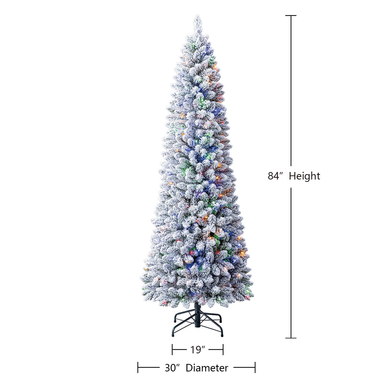 slide 4 of 6, Holiday Living 7-ft Flocked Greensboro Pencil Pre-lit Artificial Christmas Tree with Color Changing LED Lights, 1 ct