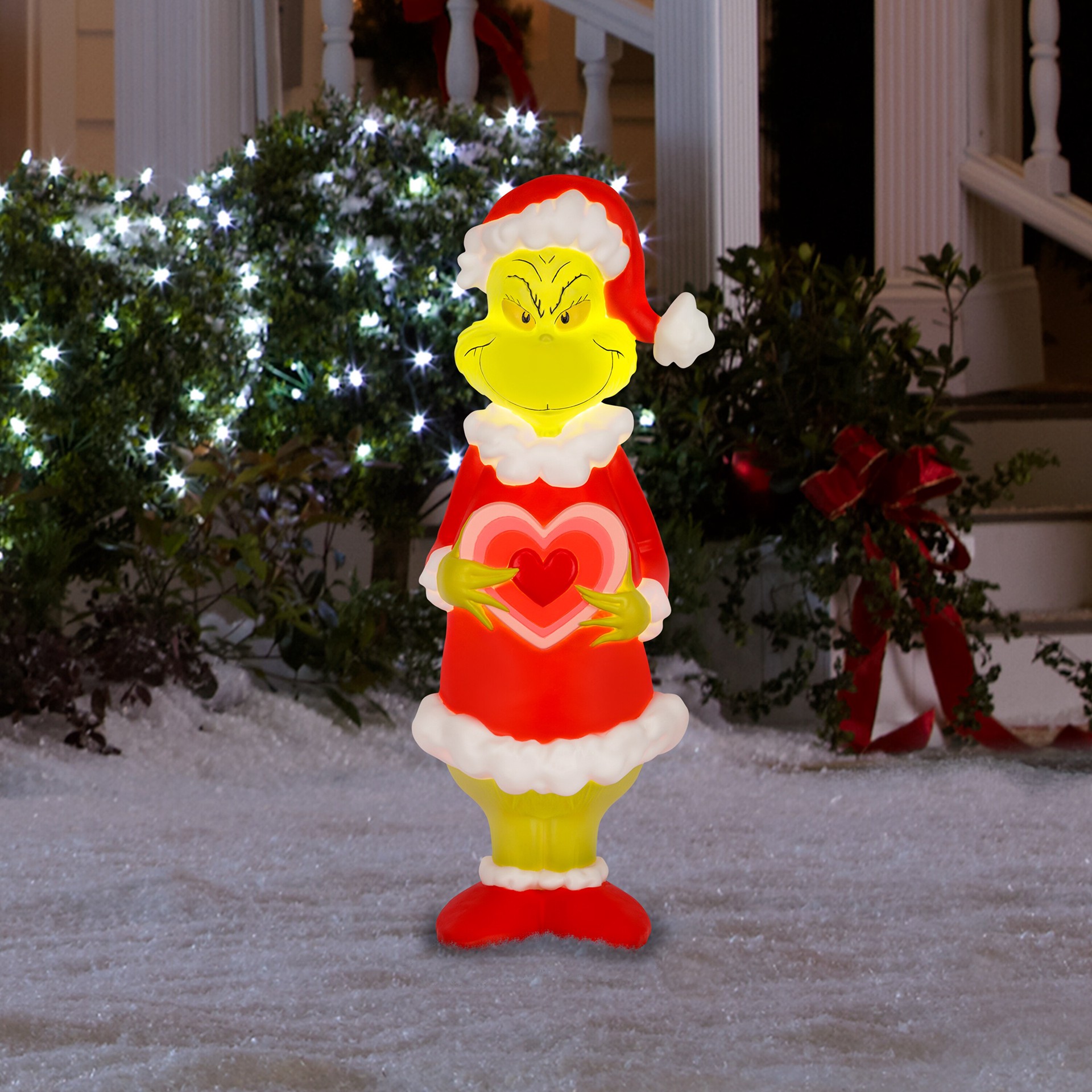 slide 3 of 6, Grinch 24.02-in Freestanding Licensed Free standing decoration with White LED Lights, 