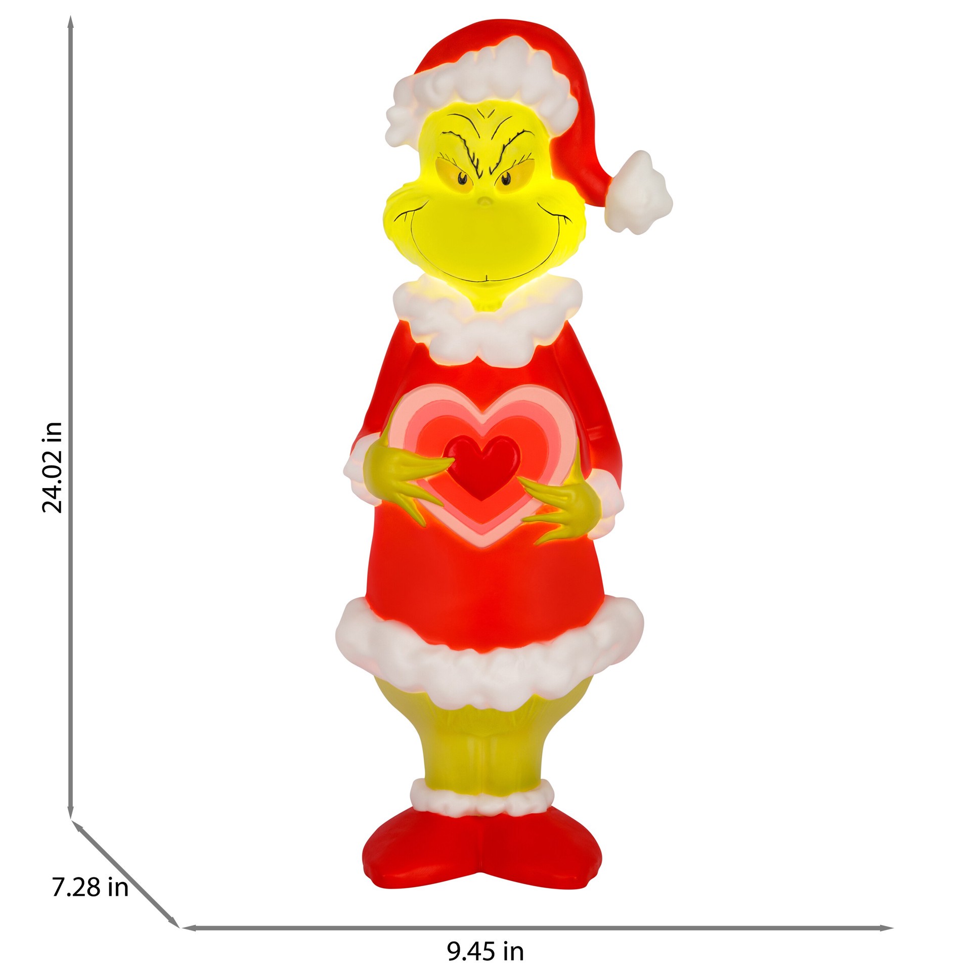 slide 4 of 6, Grinch 24.02-in Freestanding Licensed Free standing decoration with White LED Lights, 