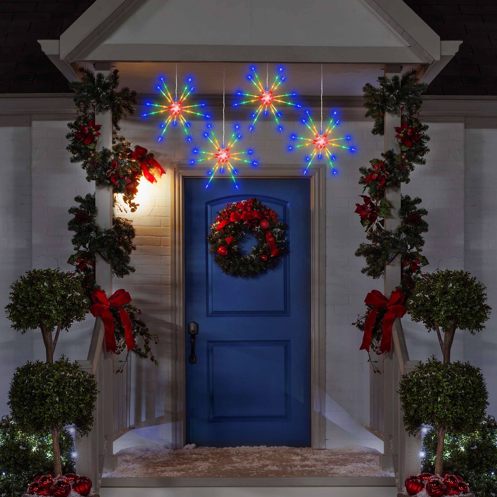 slide 5 of 5, Gemmy Lightshow Multi-function White, Green, Orange, Red Electrical outlet Christmas Outdoor Light Show Projector, 
