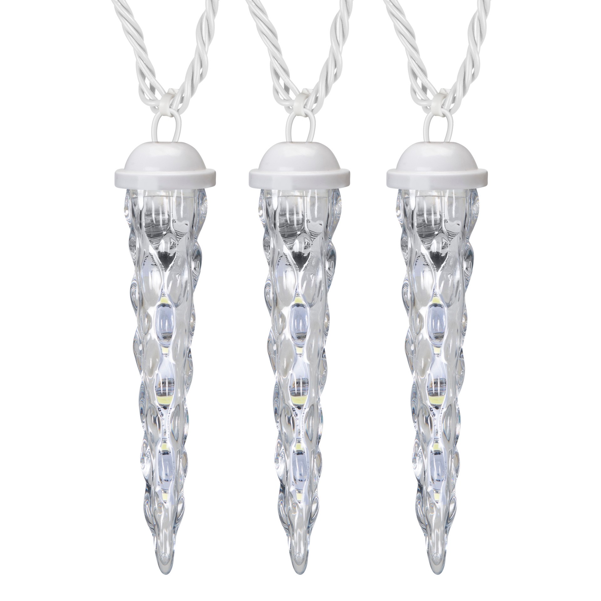 slide 2 of 5, Gemmy LightShow 61 -Count Shooting star Blue/White Icicle LED Plug-In Christmas Icicle Lights, 