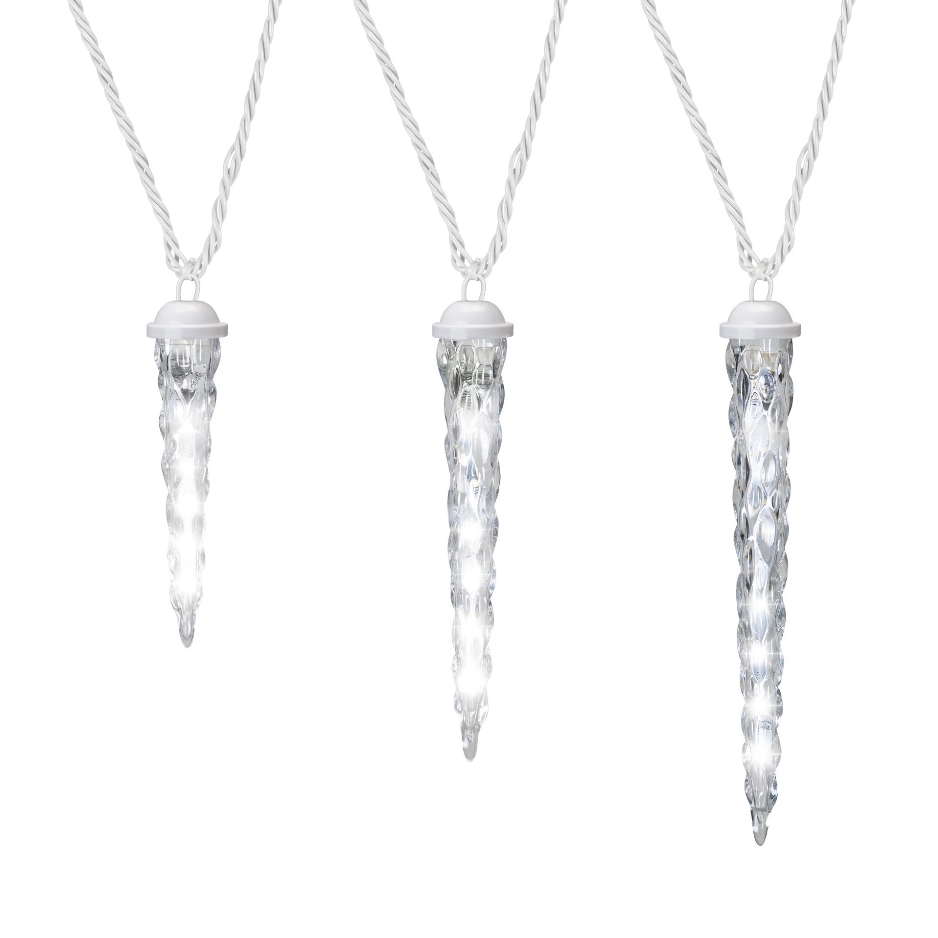 slide 3 of 5, Gemmy LightShow 61 -Count Shooting star Blue/White Icicle LED Plug-In Christmas Icicle Lights, 