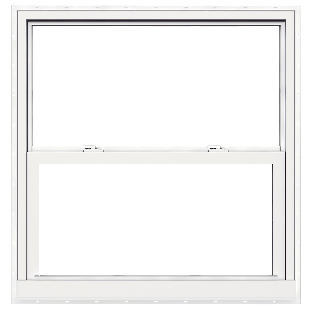 slide 2 of 6, JELD-WEN Premium Atlantic Vinyl 31-1/2-in x 35-1/2-in White Exterior Vinyl New Construction Single Hung Window Impact Resistant Low-E Double Pane Glass (Half Screen Included) Hurricane Approved, 1 ct