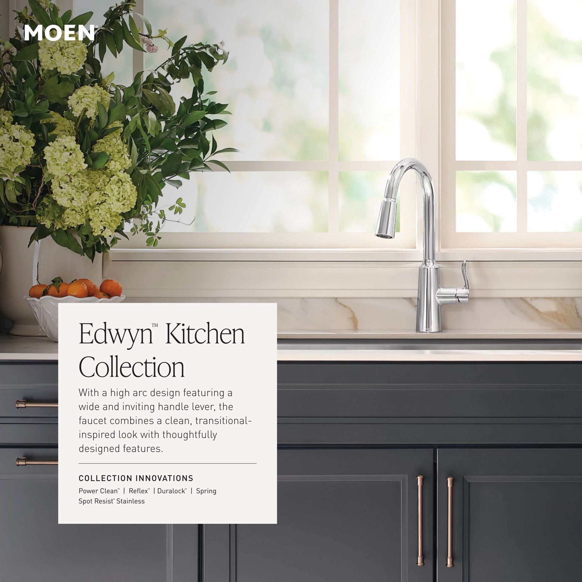 slide 5 of 6, Moen Edwyn Brushed Gold Single Handle Deck-mount Pull-down Kitchen Faucet with Sprayer (Includes Deck Plate) (Includes Soap Dispenser), 1 ct