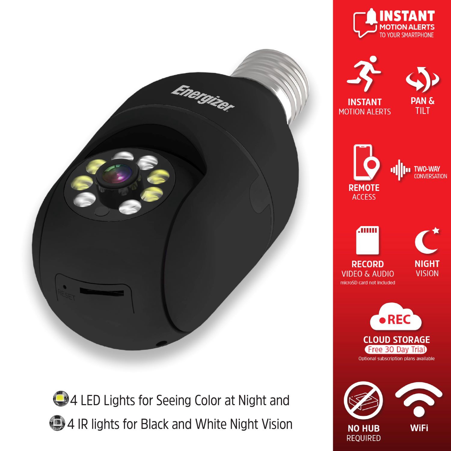 slide 2 of 6, Energizer Smart Wifi Bulb Socket P/T Cam, 1 ct