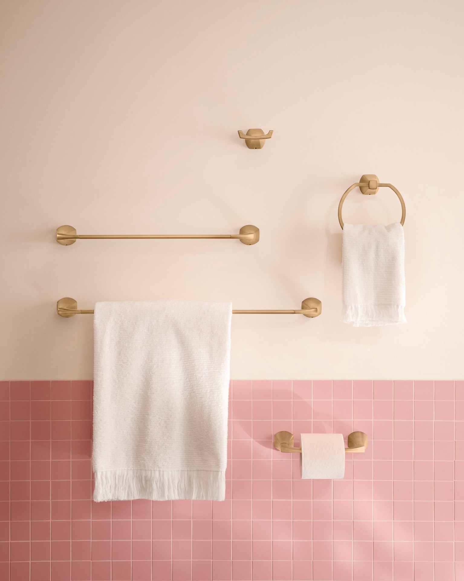 slide 5 of 6, Moen Lindor Brushed Gold Wall mount Single Towel Ring, 1 ct