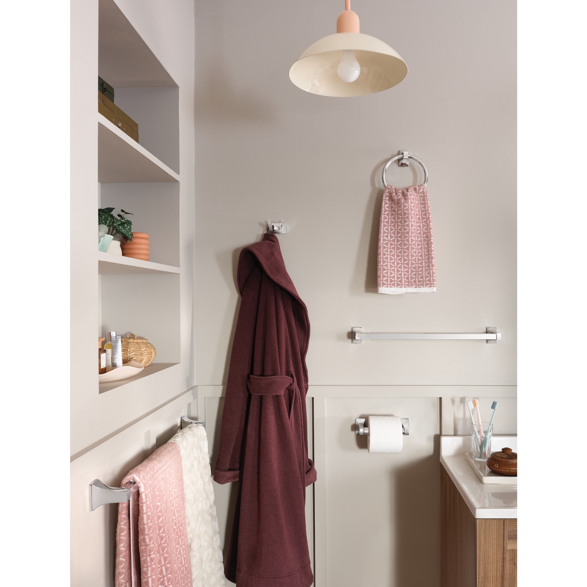 slide 2 of 6, Moen Adler Chrome Double -Hook Wall mount Towel Hook, 1 ct