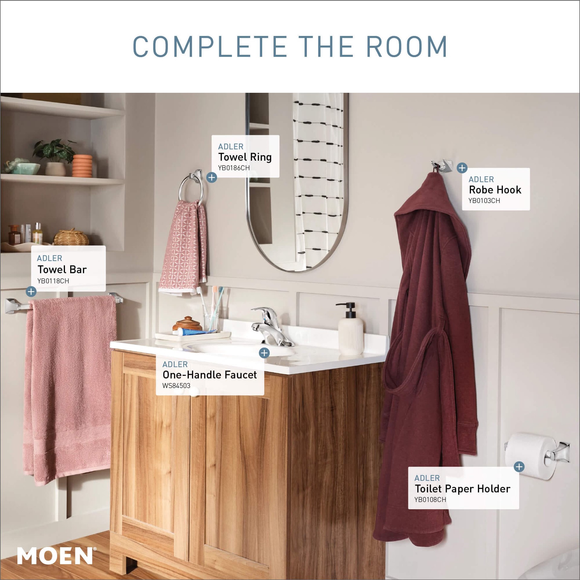 slide 3 of 6, Moen Adler Chrome Double -Hook Wall mount Towel Hook, 1 ct