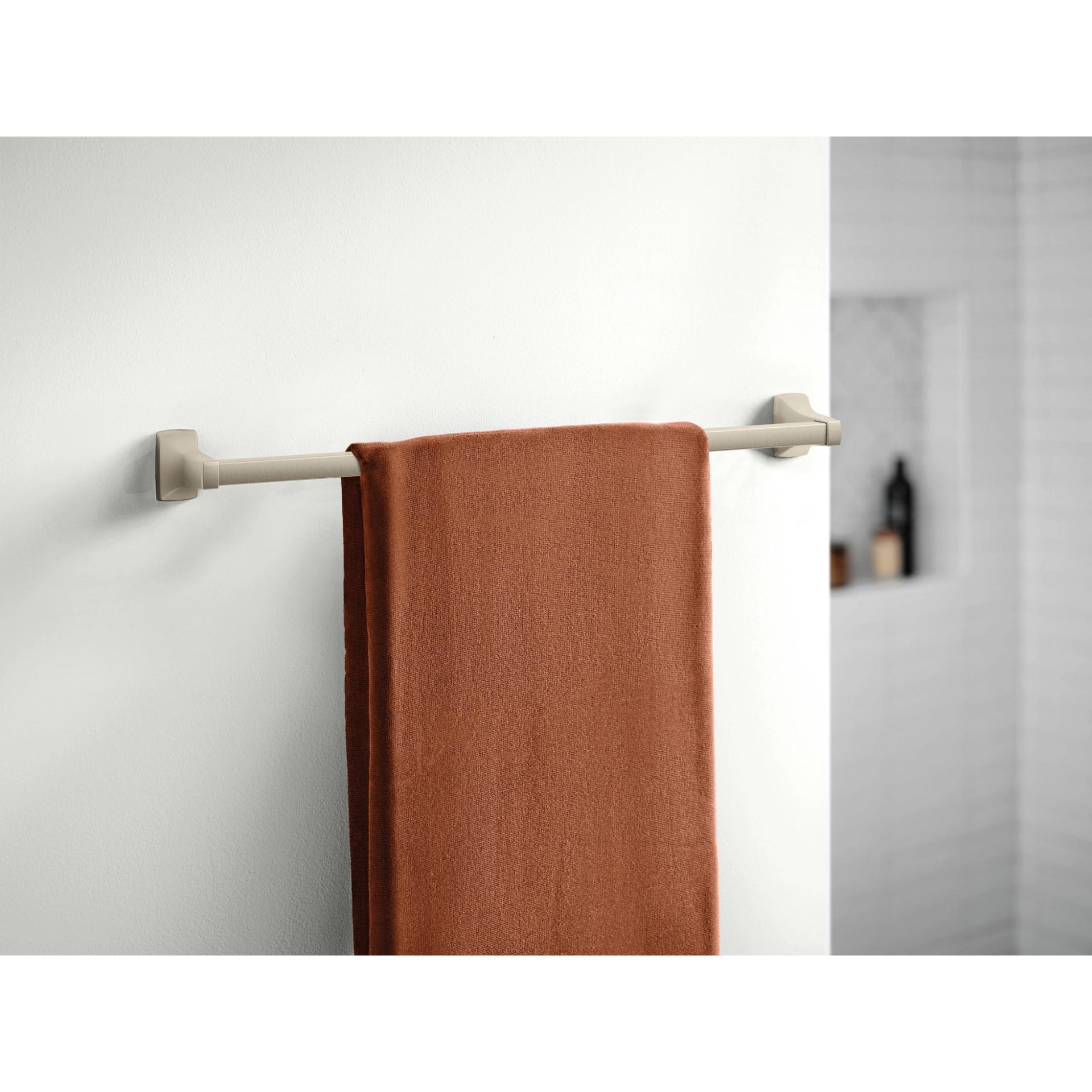 slide 2 of 6, Moen Adler 24-in Brushed Nickel Wall mount Single Towel Bar, 1 ct