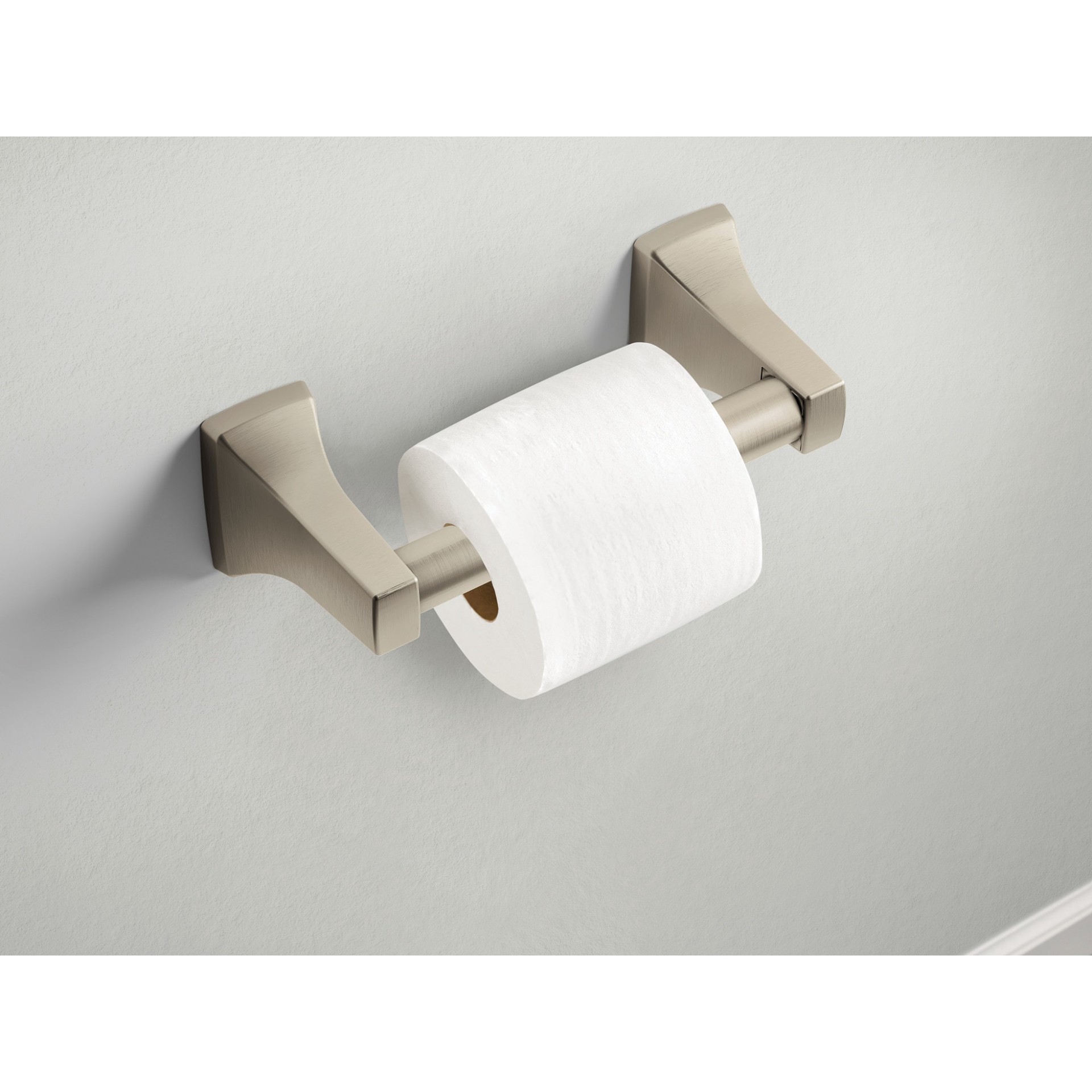 slide 2 of 6, Moen Adler Brushed Nickel Wall mount Spring-loaded Toilet Paper Holder 1 -Rolls, 1 ct