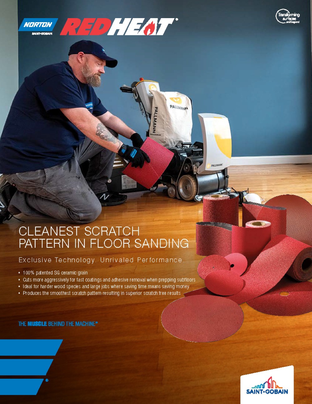 slide 2 of 4, Norton Abrasives Red Heat Extra coarse 24 -Grit Disc Sandpaper 6-in W x 6-in L, 1 ct