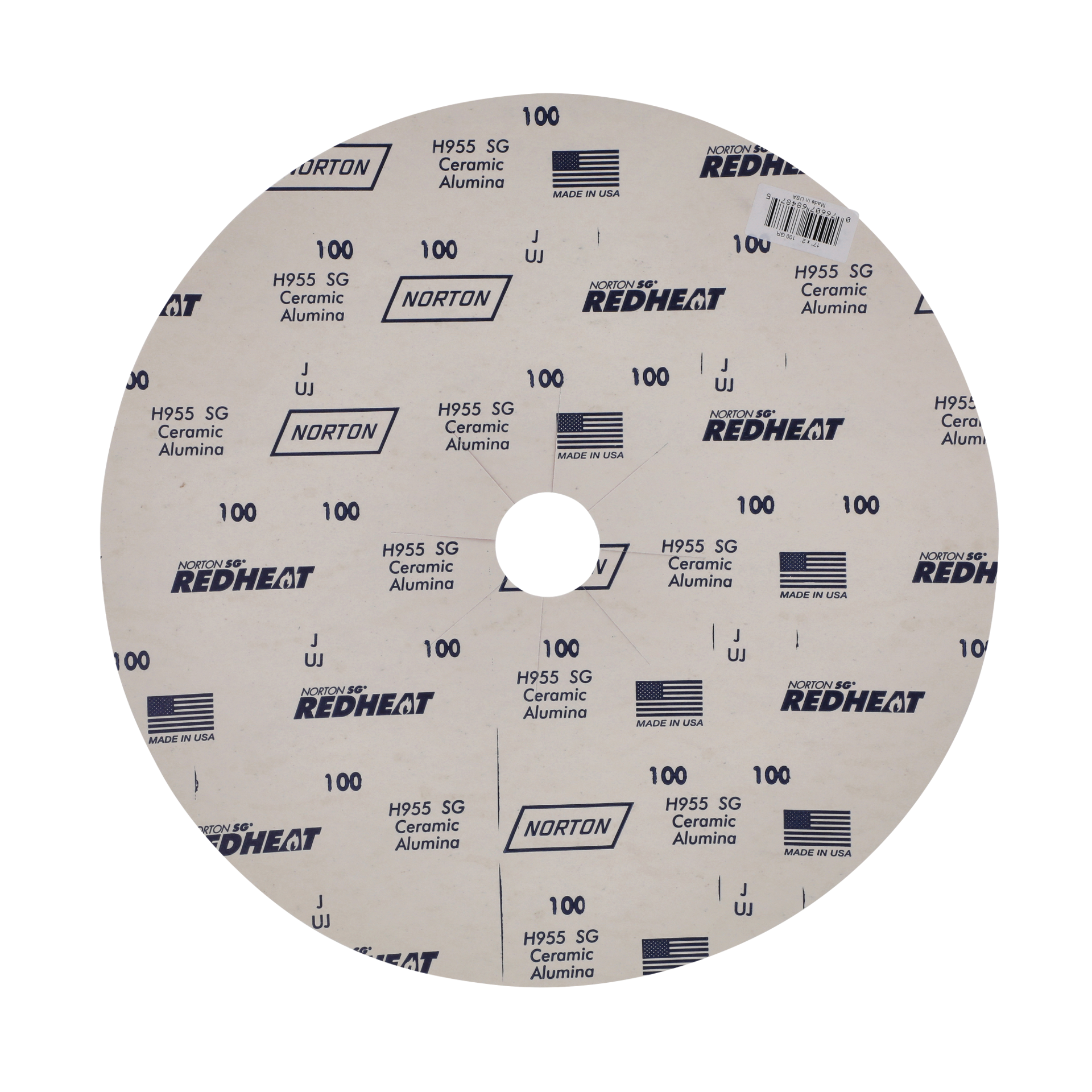 slide 4 of 4, Norton Abrasives Red Heat Fine 100 -Grit Disc Sandpaper 17-in W x 17-in L, 1 ct