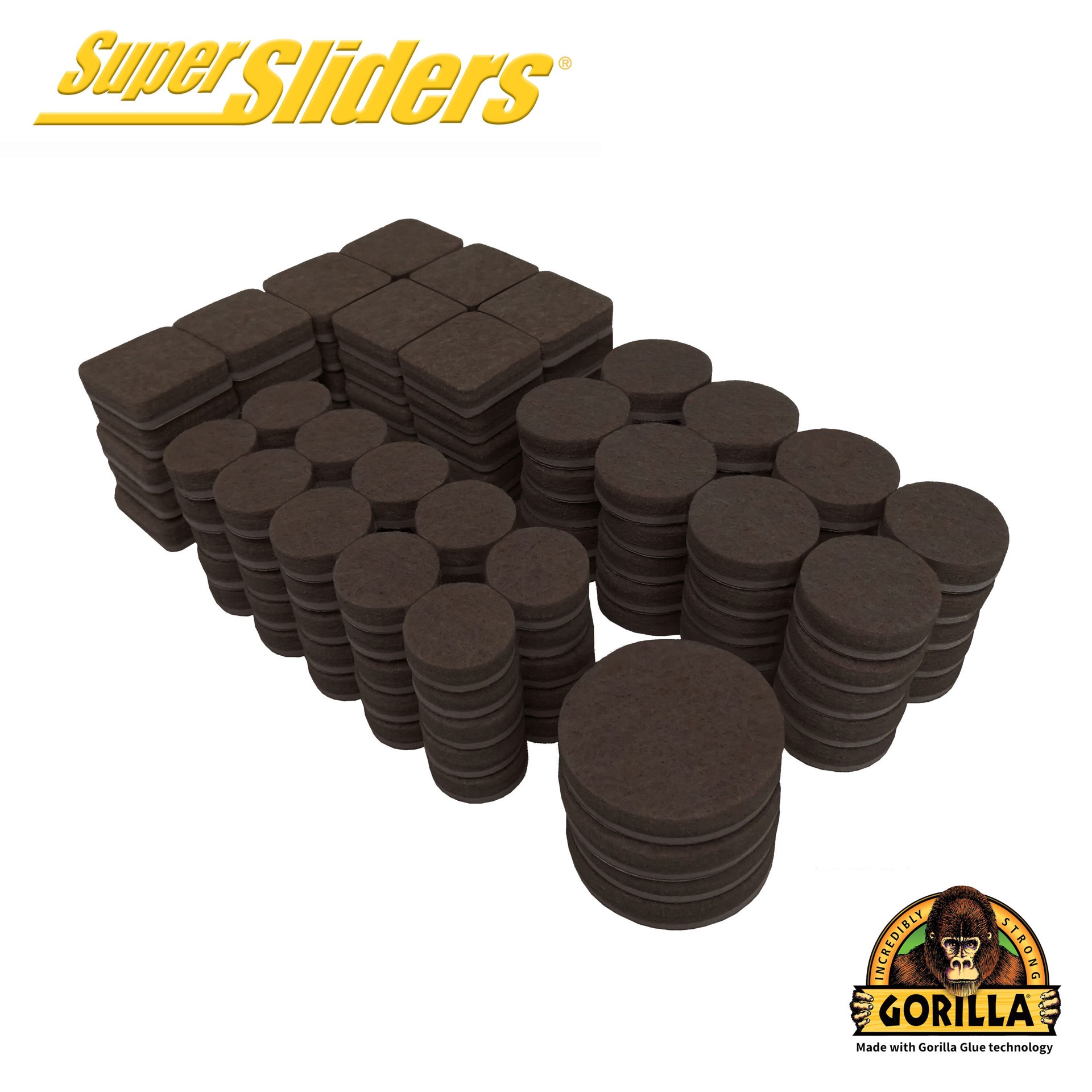 slide 1 of 6, Super Sliders 134 -Pack Assorted Brown Assorted Felt furniture pads, 1 ct
