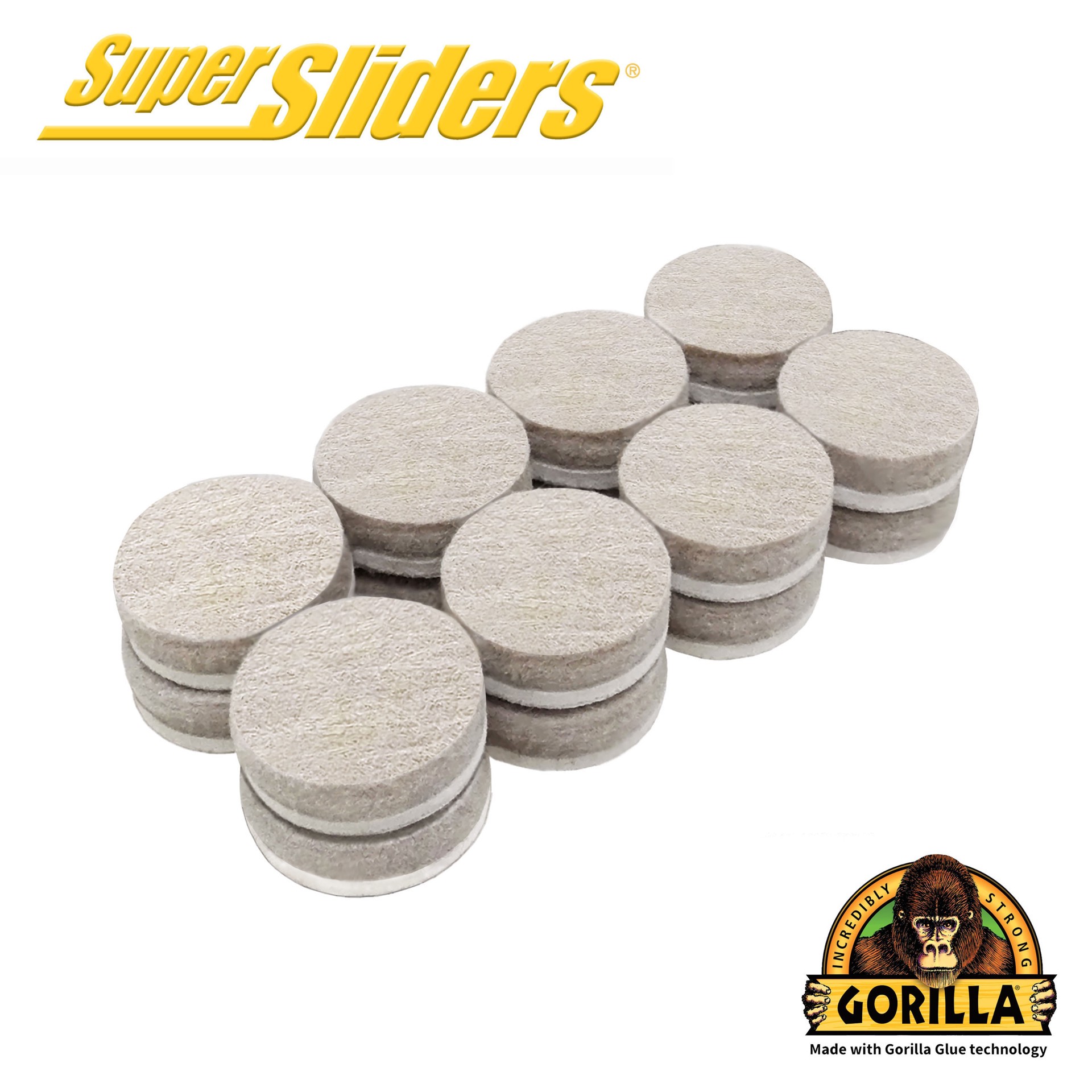 slide 1 of 6, Super Sliders 16 -Pack 3/4-in Beige Round Felt furniture pads, 1 ct