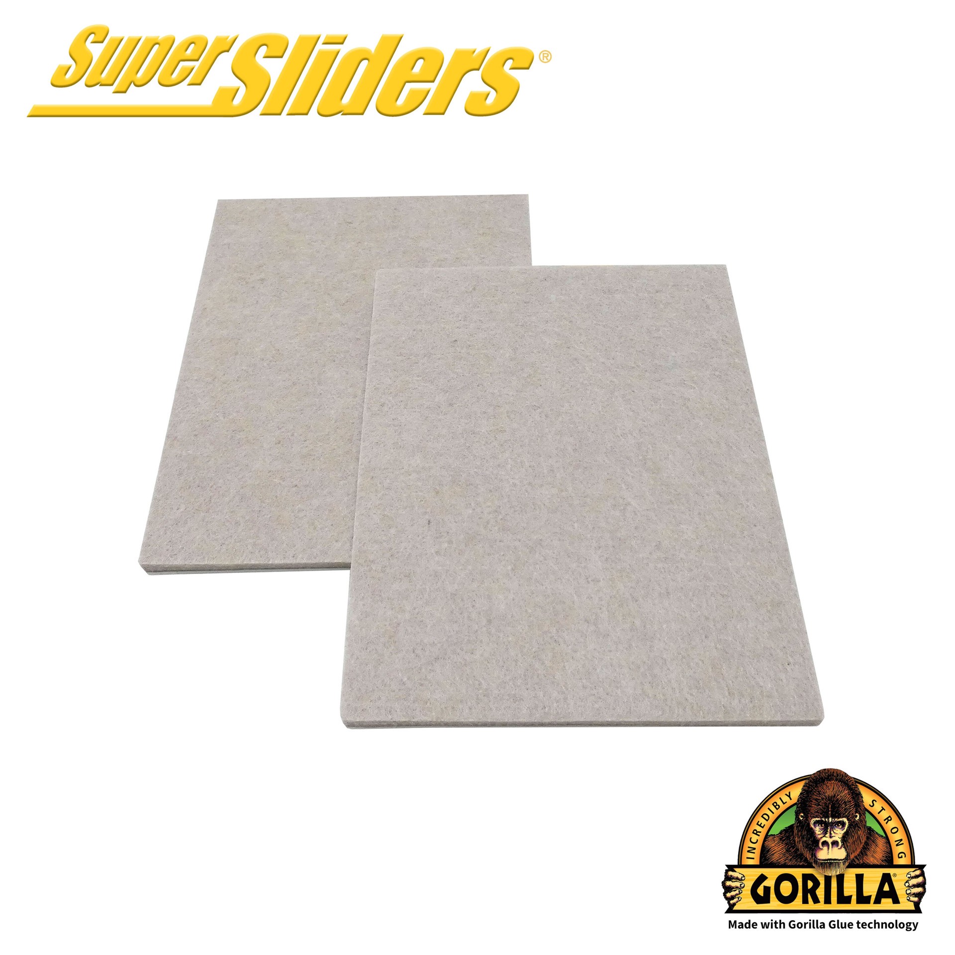slide 1 of 6, Super Sliders 2 -Pack 4-1/2-in x 6-in Beige Rectangular Felt furniture pads, 1 ct