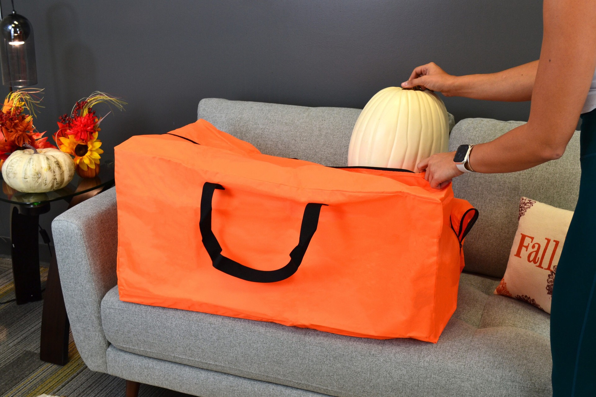 slide 4 of 6, Haunted Living Large Heavy Duty Orange Storage Bags ( 18-in H x 18-in W ), 1 ct