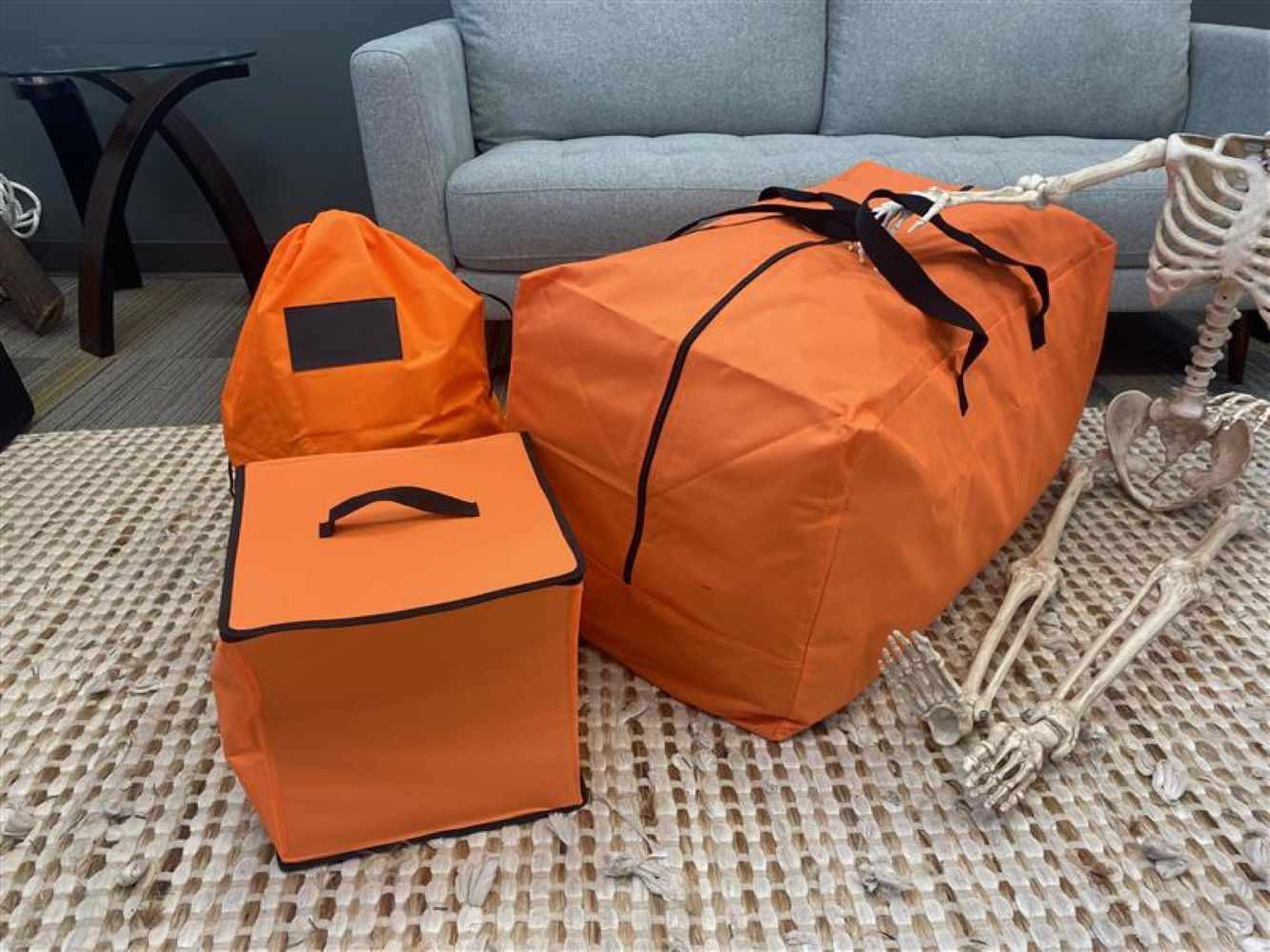 slide 6 of 6, Haunted Living Large Heavy Duty Orange Storage Bags ( 18-in H x 18-in W ), 1 ct