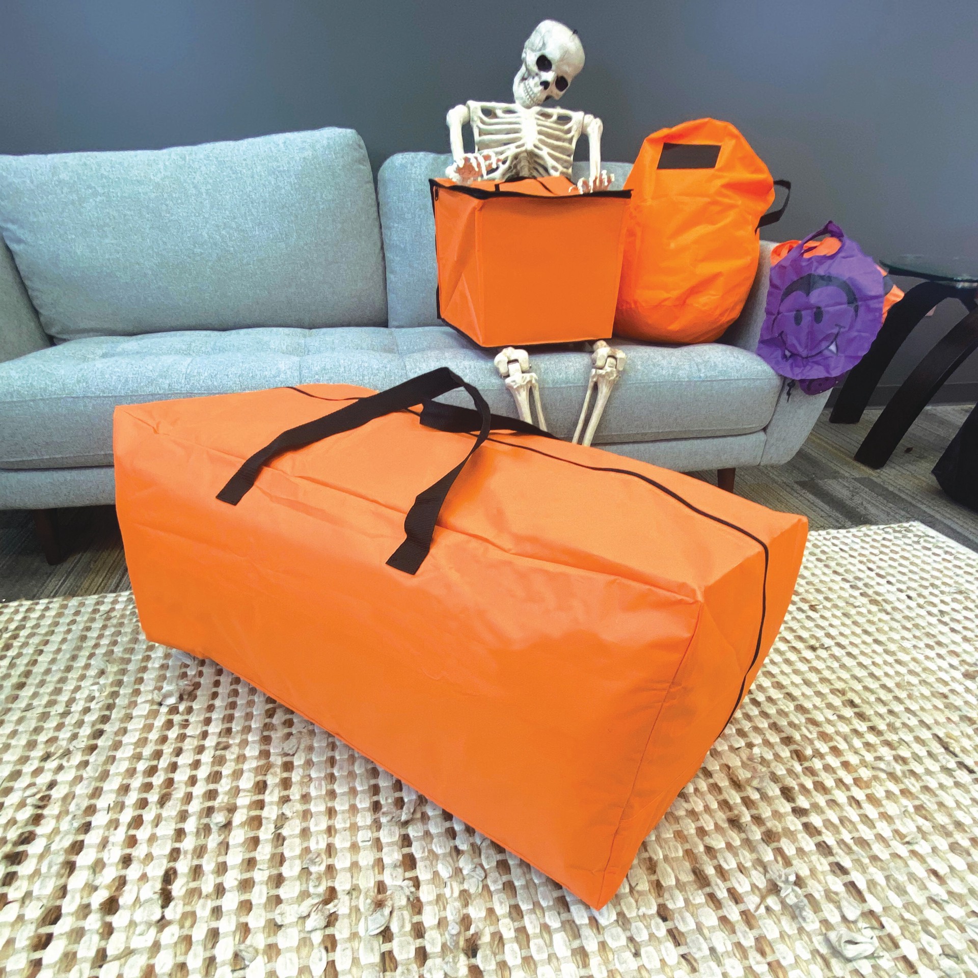 slide 3 of 6, Haunted Living Large Heavy Duty Orange Storage Bags ( 18-in H x 18-in W ), 1 ct