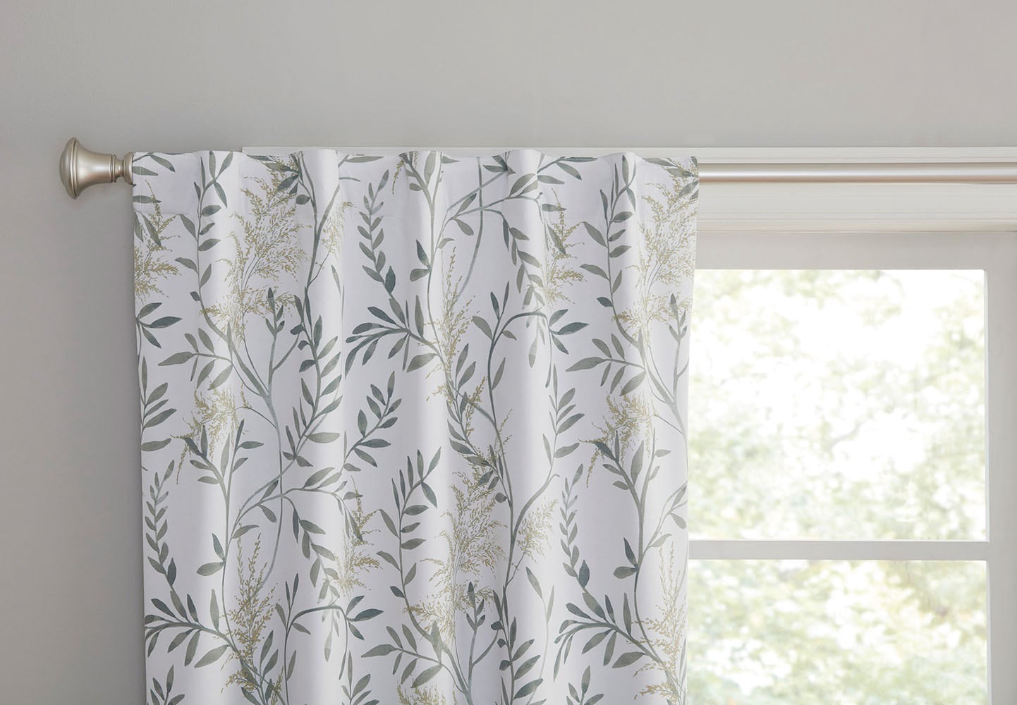 slide 3 of 5, Style Selections 84-in Green Floral Blackout Thermal lined Back tab/Pinch pleat/Rod pocket Curtain panel pair, 1 ct