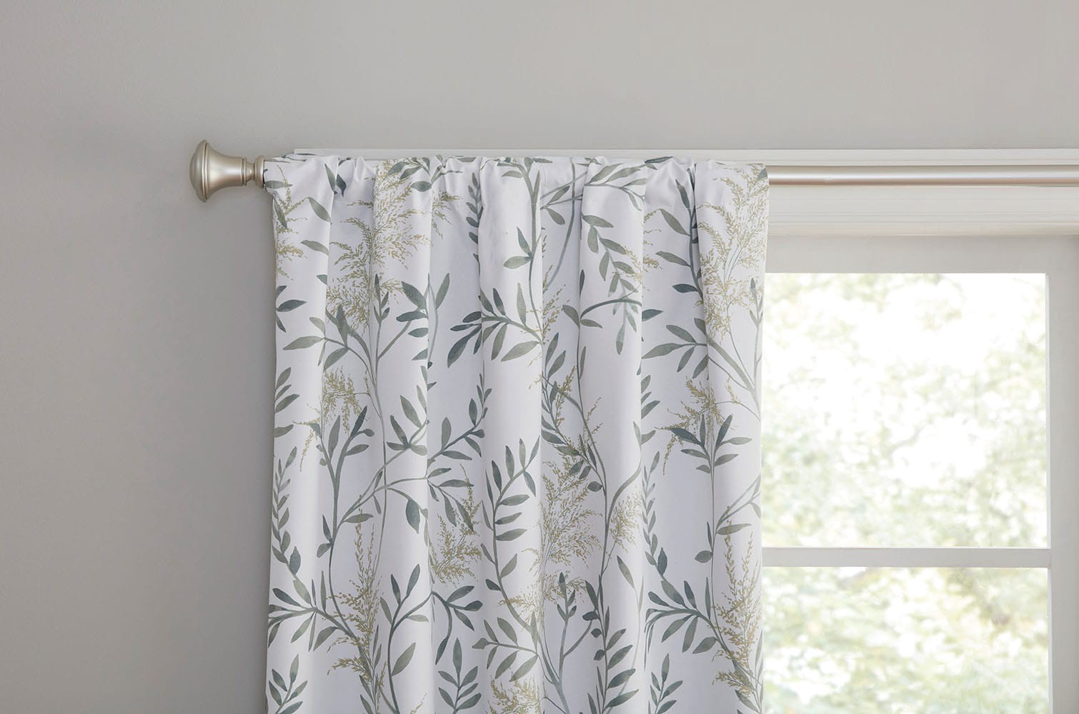 slide 4 of 5, Style Selections 84-in Green Floral Blackout Thermal lined Back tab/Pinch pleat/Rod pocket Curtain panel pair, 1 ct