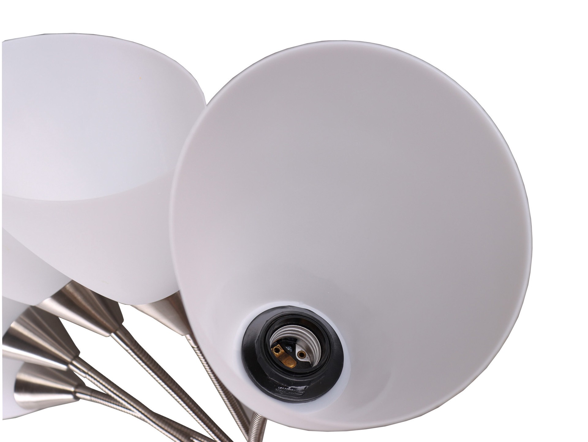 slide 3 of 6, Style Selections 67-in Brushed Steel Multi-head Floor Lamp with Plastic Shade, 1 ct