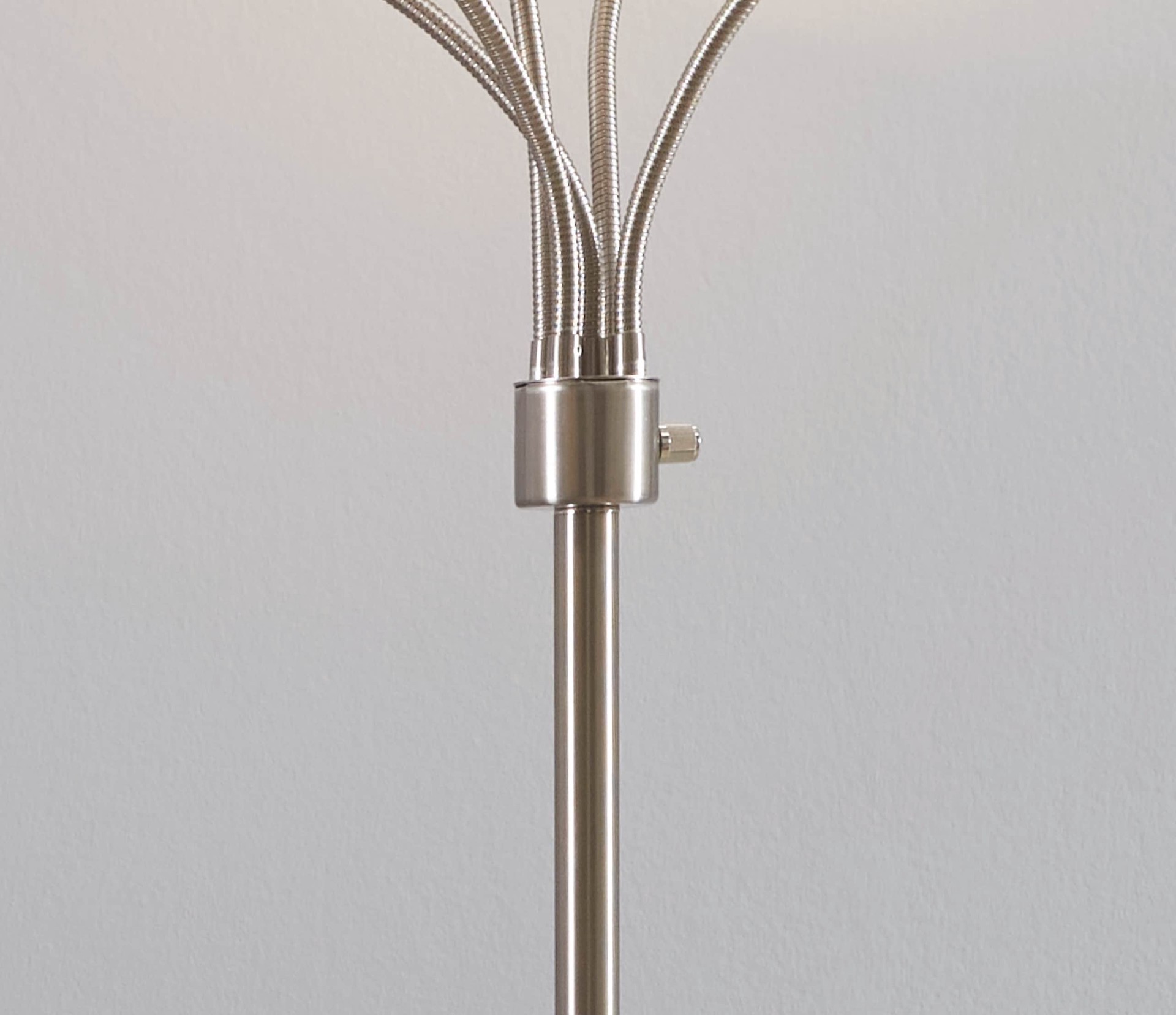 slide 5 of 6, Style Selections 67-in Brushed Steel Multi-head Floor Lamp with Plastic Shade, 1 ct