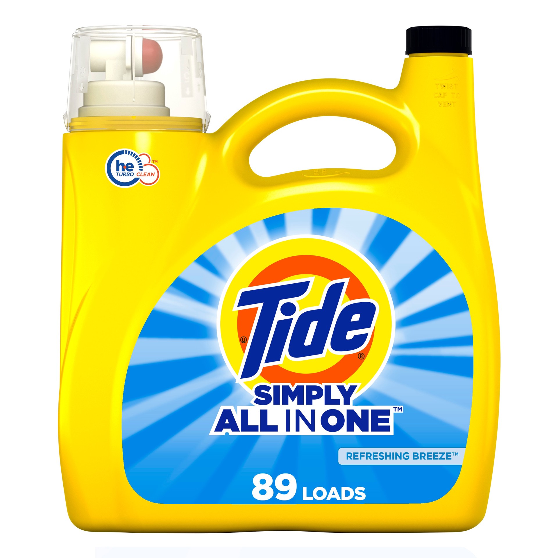 slide 1 of 6, Tide Simply All in One Refreshing Breeze HE Laundry Detergent 89 Loads 117 -fl oz, 1 ct