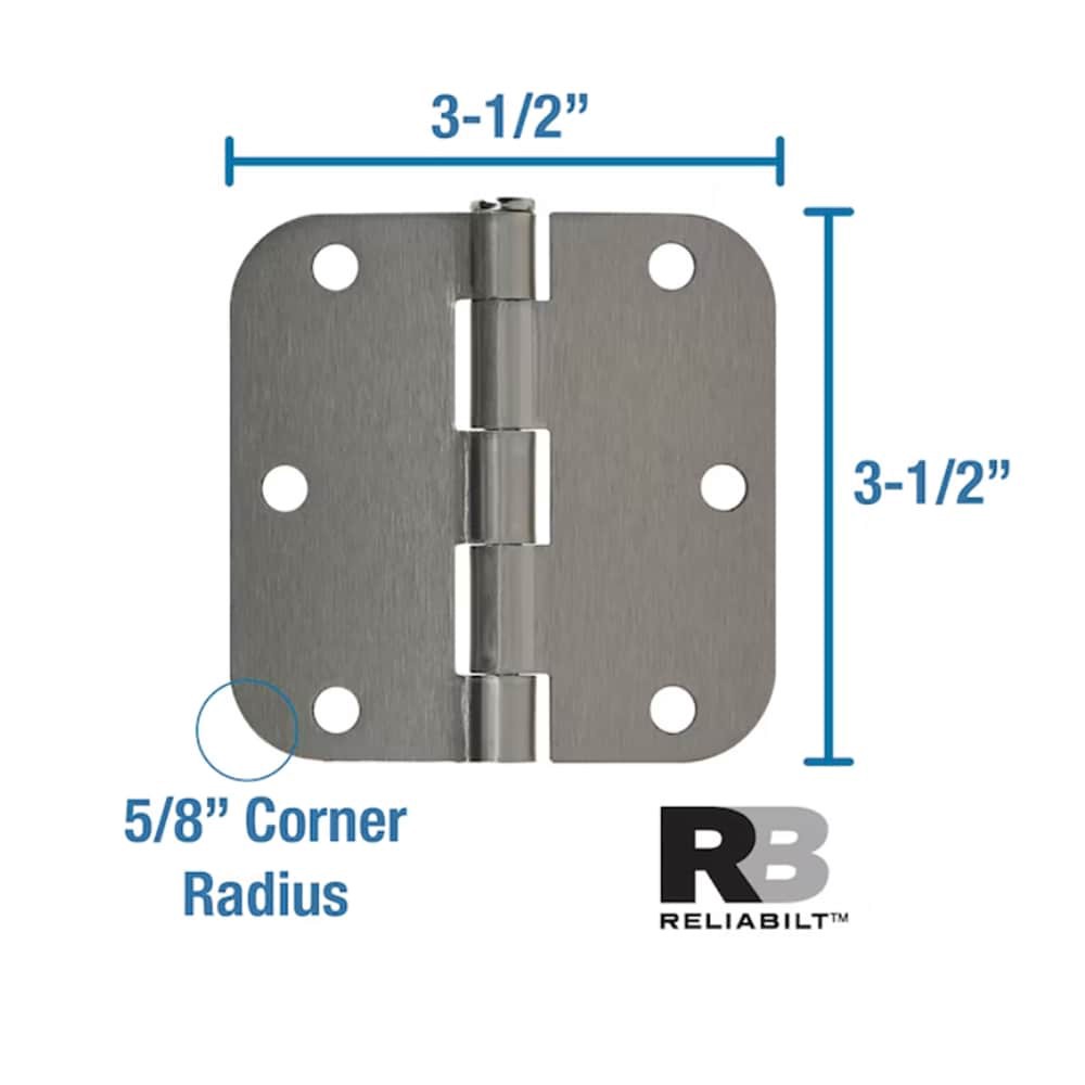 slide 2 of 6, RELIABILT 3-1/2-in H x 5/8-in Radius Satin Nickel Mortise Interior Door Hinge 30 -Pack, 1 ct