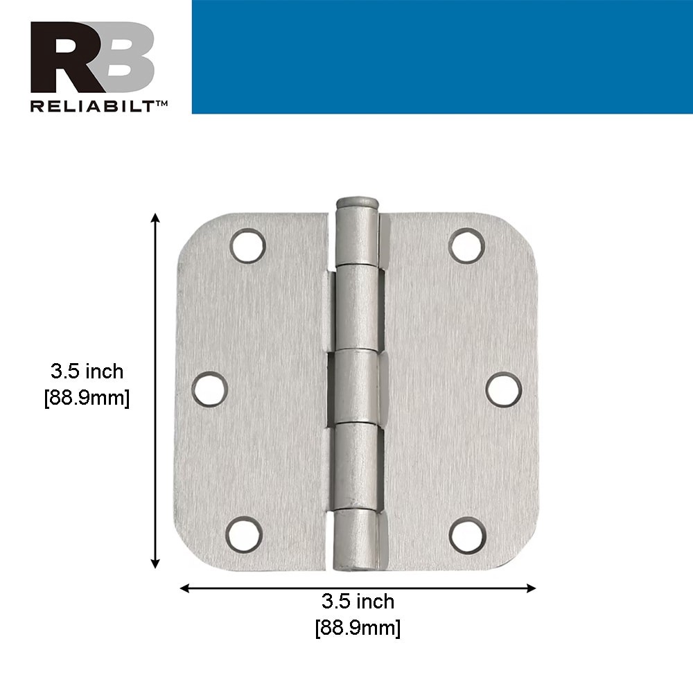 slide 3 of 6, RELIABILT 3-1/2-in H x 5/8-in Radius Satin Nickel Mortise Interior Door Hinge 30 -Pack, 1 ct