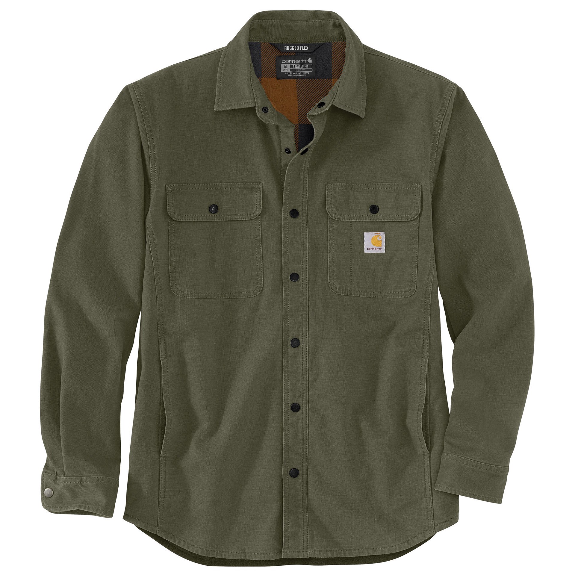 slide 2 of 5, Carhartt Men's Green Heavy weight Canvas Long sleeve Button-down shirt ( Medium ), 1 ct