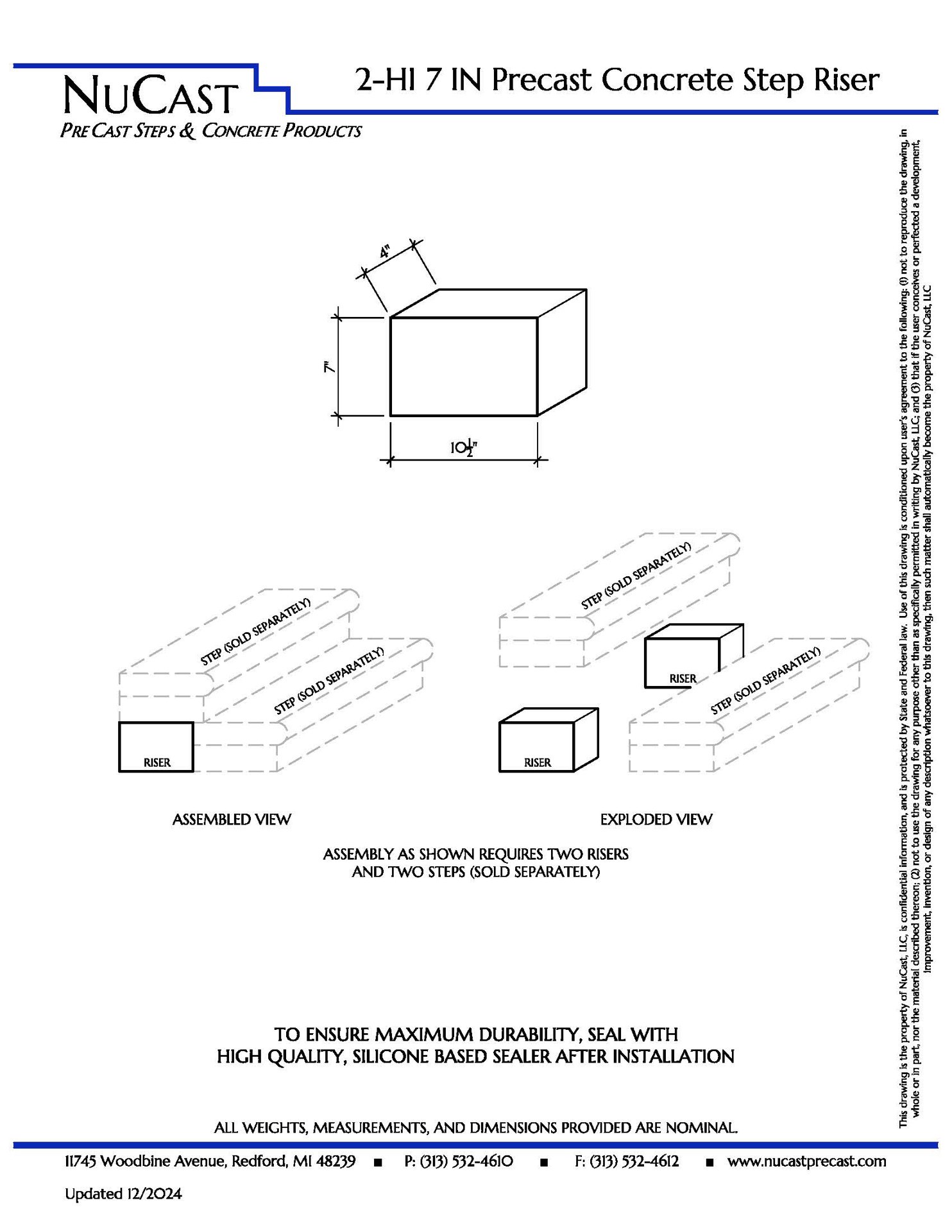 slide 4 of 4, NUCAST NuCast Step Risers 7-in x 4-in x 10.5-in Concrete Stair Riser, 1 ct