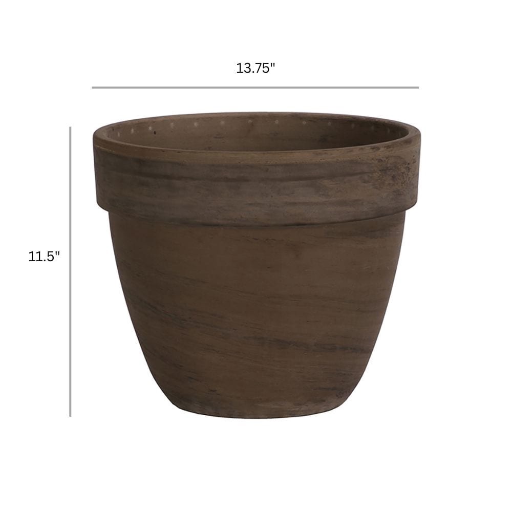 slide 6 of 6, Round 11.5-in W x 13.75-in L Brown Terracotta Indoor/Outdoor Planter, 1 ct