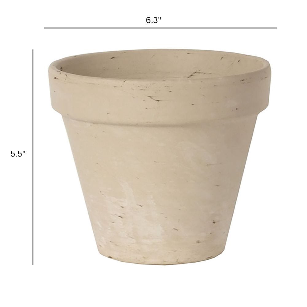 slide 6 of 6, 5.5-in W x 5.5 L White Terracotta Indoor/Outdoor Planter, 1 ct