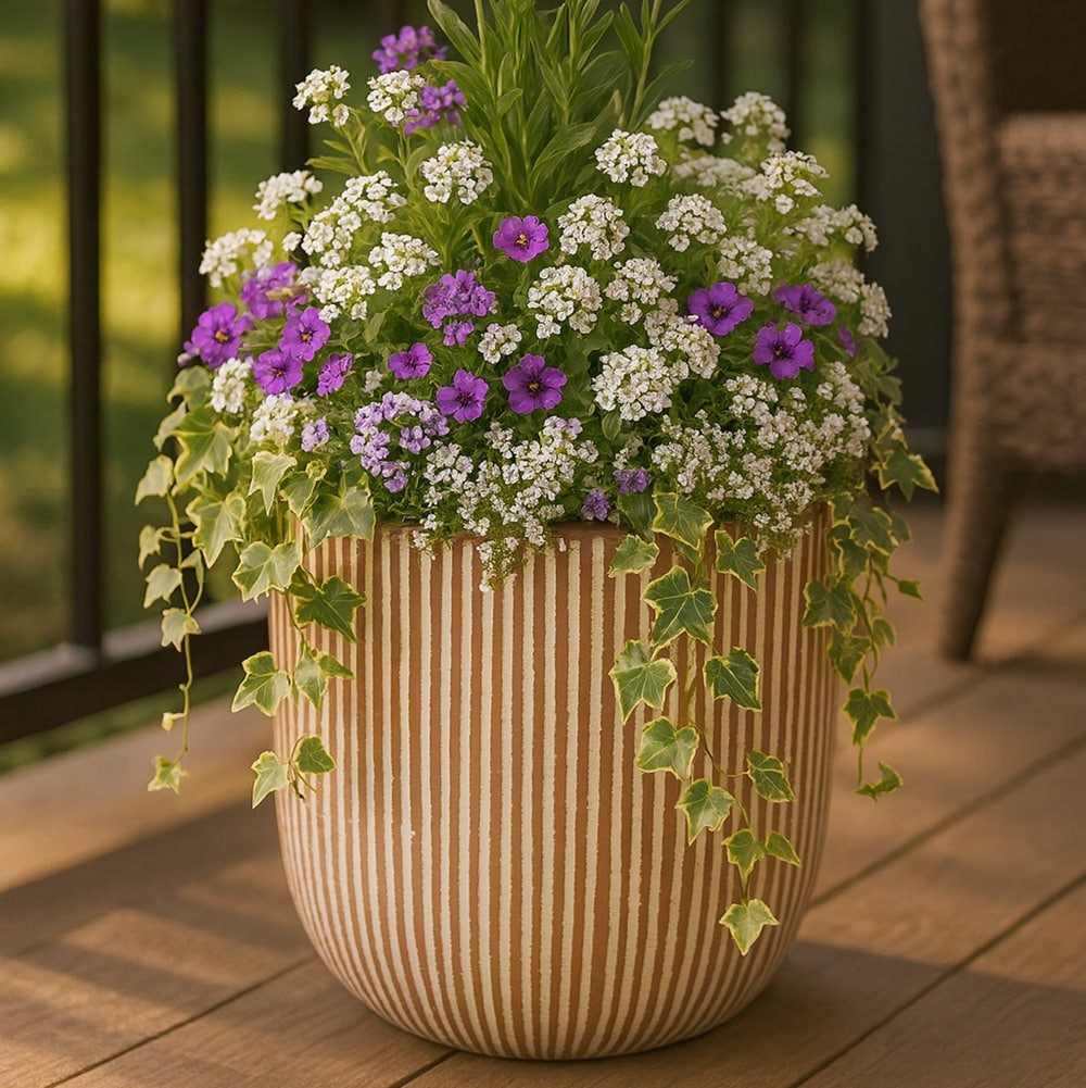 slide 5 of 5, allen + roth Round 11.81-in W x 12.0-in L Multiple colors/finishes Terracotta Indoor/Outdoor Planter, 1 ct