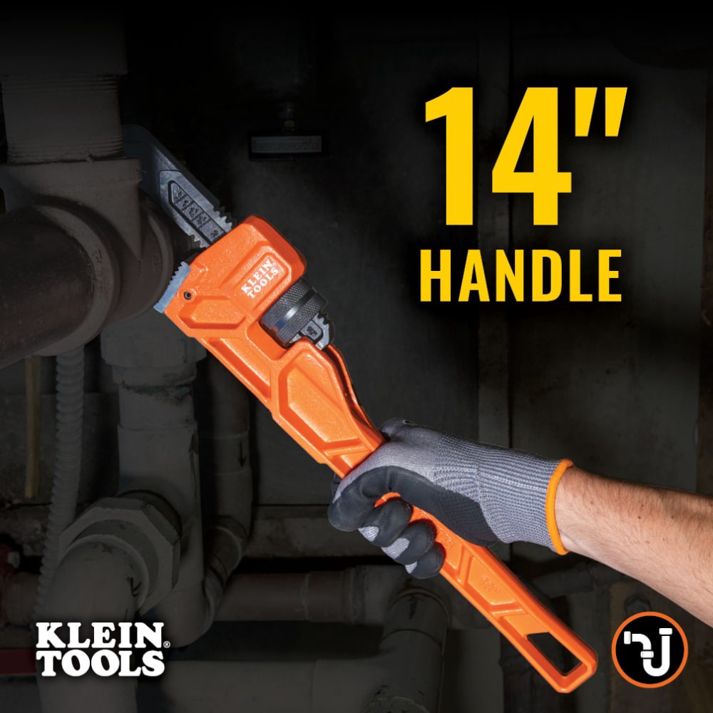 slide 3 of 6, Klein Tools Adjustable Cast Iron Pipe Wrench, 14-Inch, 1 ct