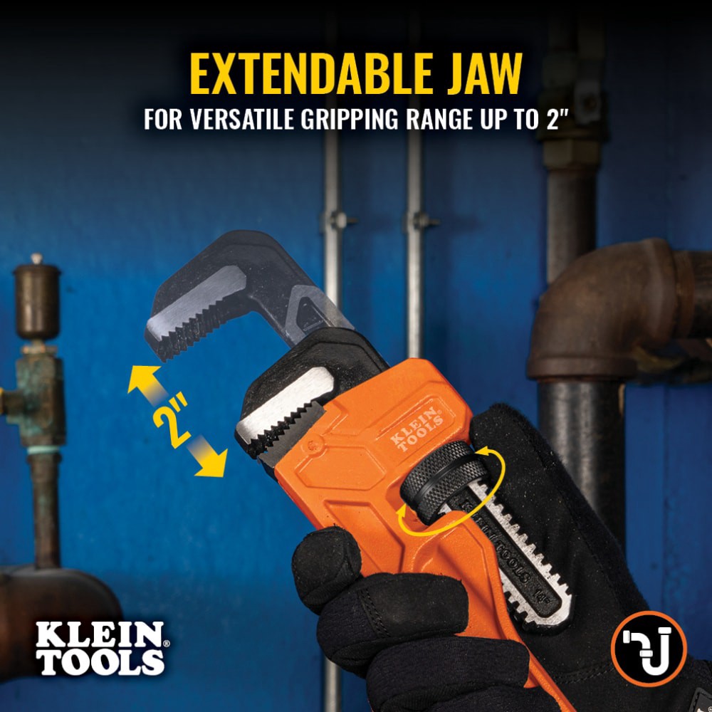slide 4 of 6, Klein Tools Adjustable Cast Iron Pipe Wrench, 14-Inch, 1 ct