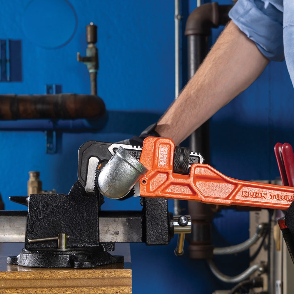 slide 6 of 6, Klein Tools Adjustable Cast Iron Pipe Wrench, 14-Inch, 1 ct