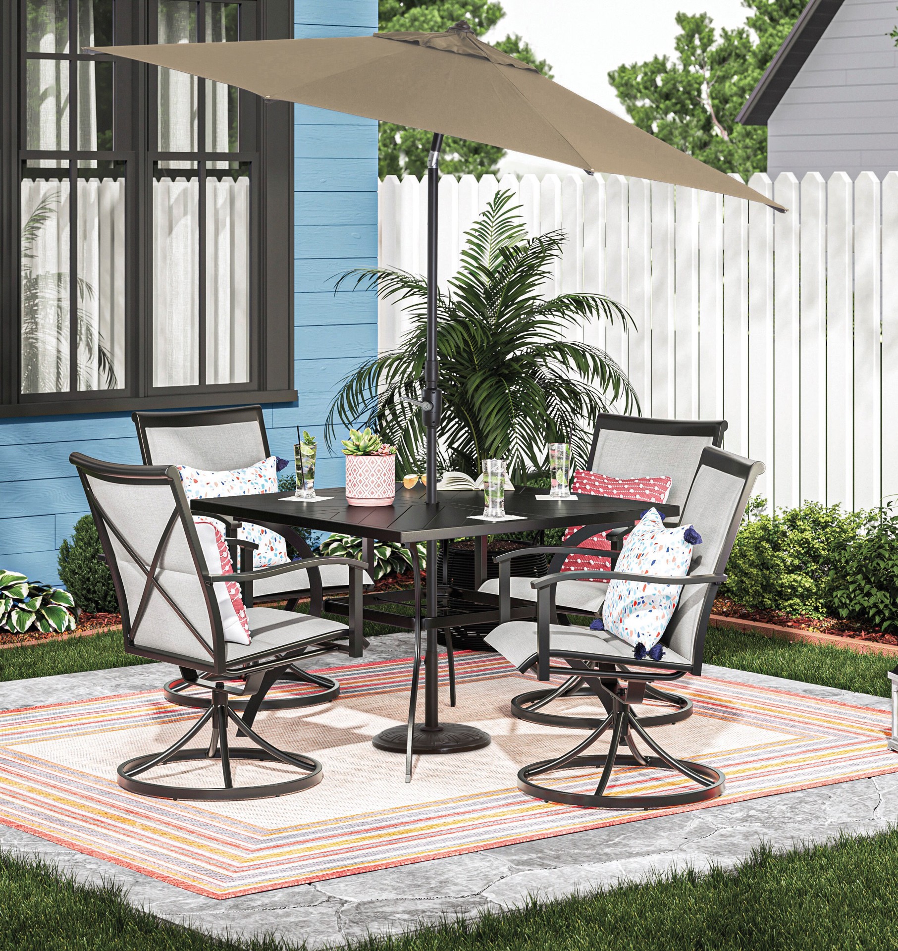 slide 5 of 5, allen + roth 9-ft Aluminum Tan Slide-tilt Market Patio Umbrella, 1 ct