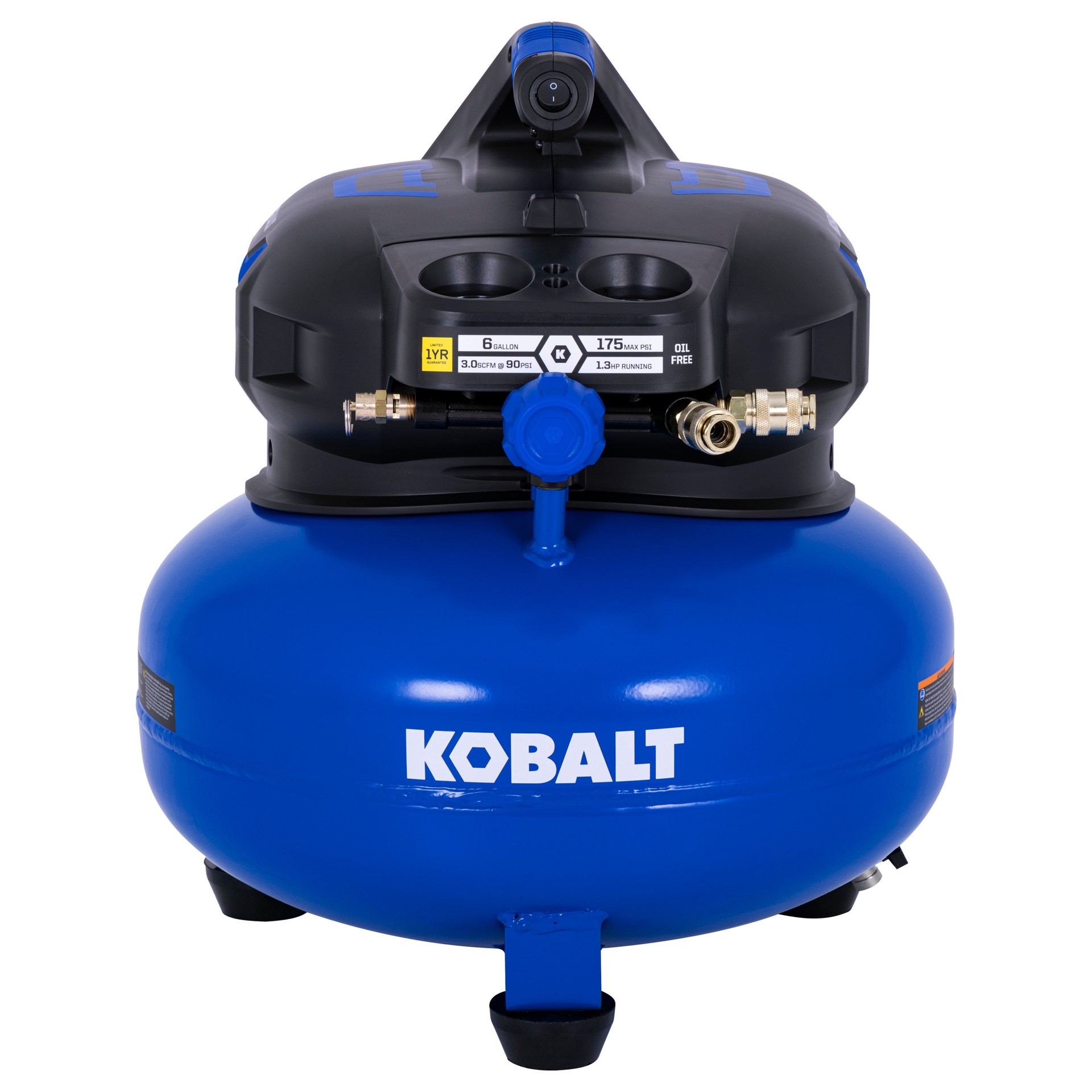 slide 3 of 6, Kobalt 6-Gallon Portable Electric 175 PSI Pancake Air Compressor, 1 ct