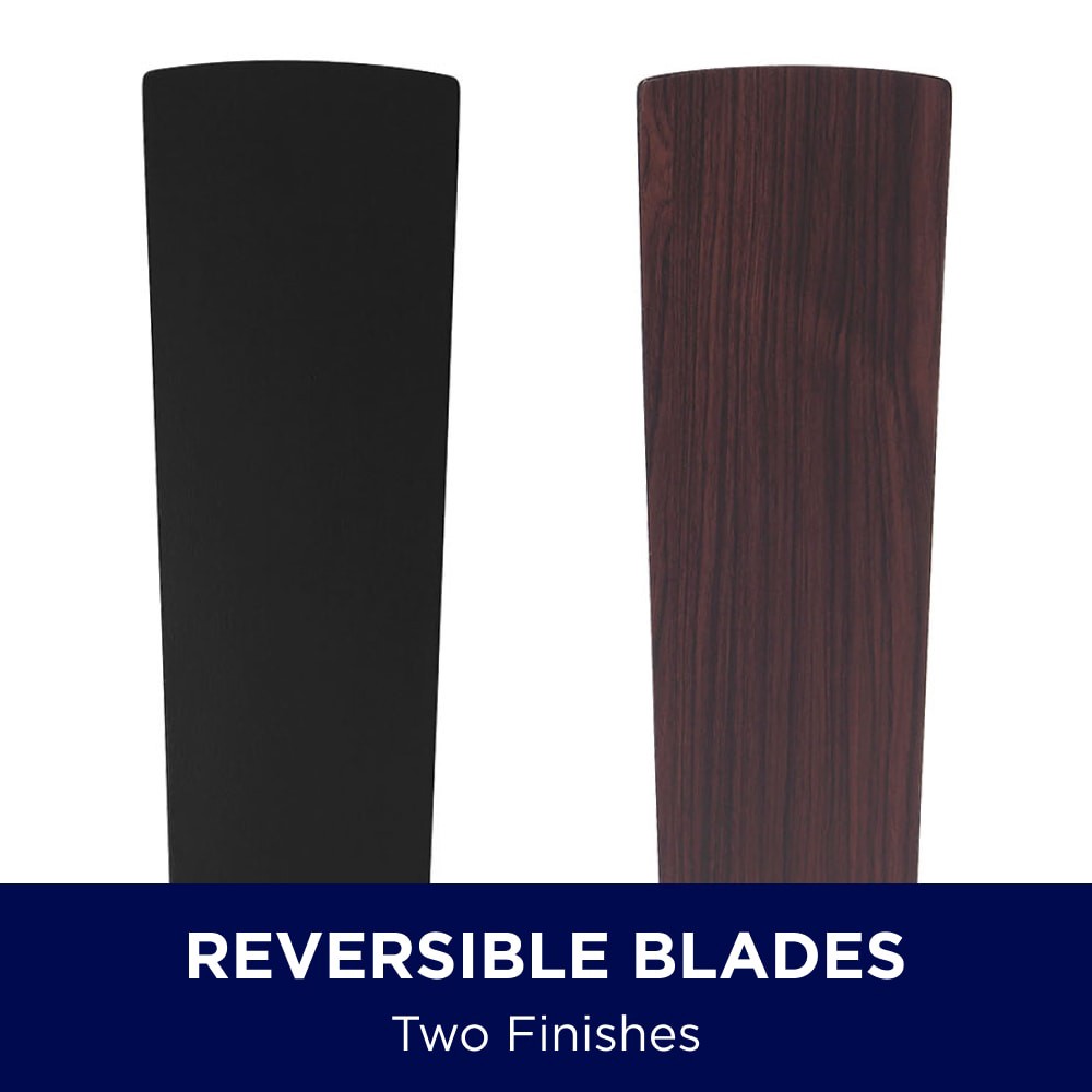 slide 3 of 6, Harbor Breeze SpeakWell Bluetooth 52-in Matte Black with Black/Dark Teak Blades Covered Outdoor Ceiling Fan Without Light 6 -Blade, 1 ct