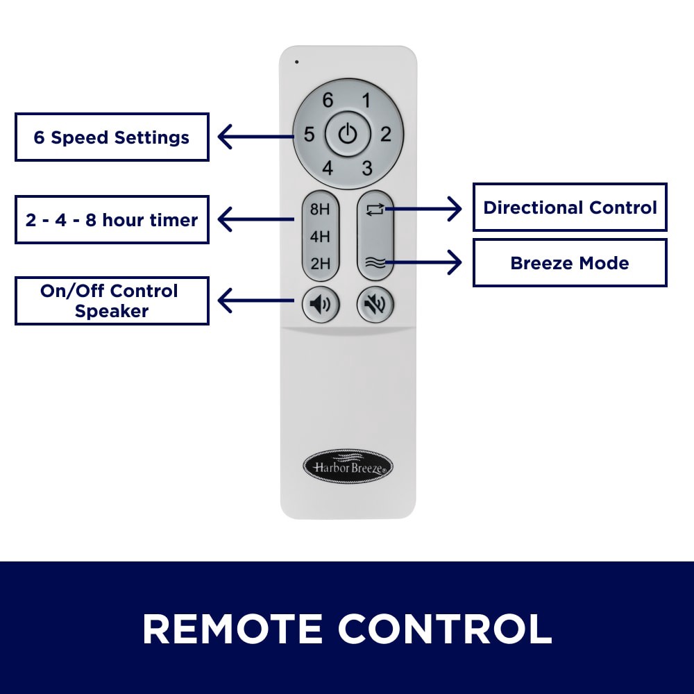 slide 5 of 6, Harbor Breeze SpeakWell Bluetooth 52-in Matte Black with Black/Dark Teak Blades Covered Outdoor Ceiling Fan Without Light 6 -Blade, 1 ct